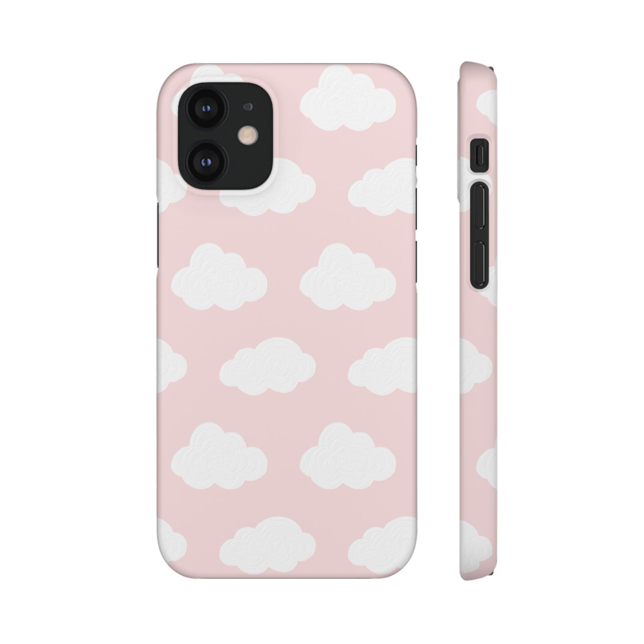 Pink Cloud Pattern Phone Case — Cute Pastel Protective Snap Case