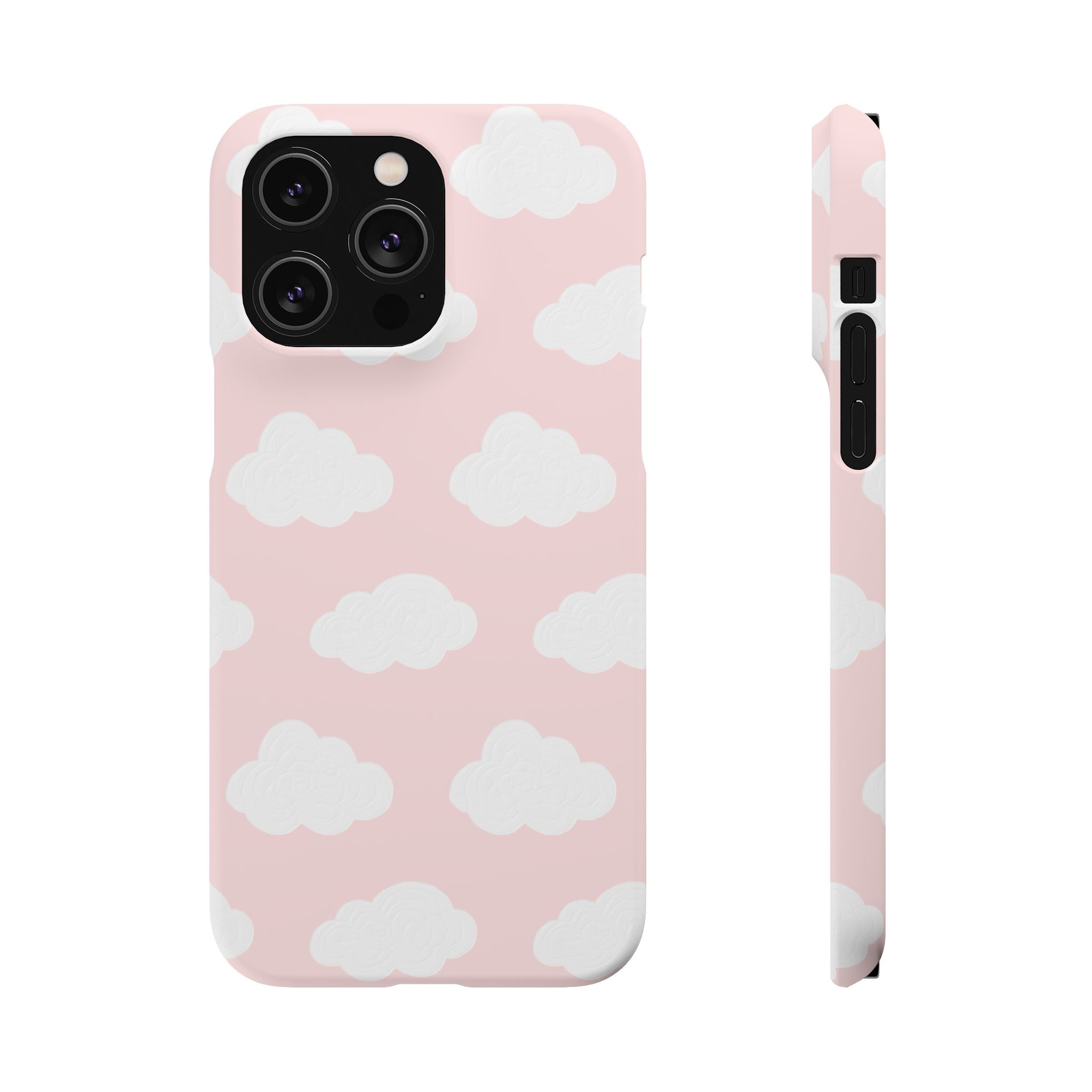 Pink Cloud Pattern Phone Case — Cute Pastel Protective Snap Case