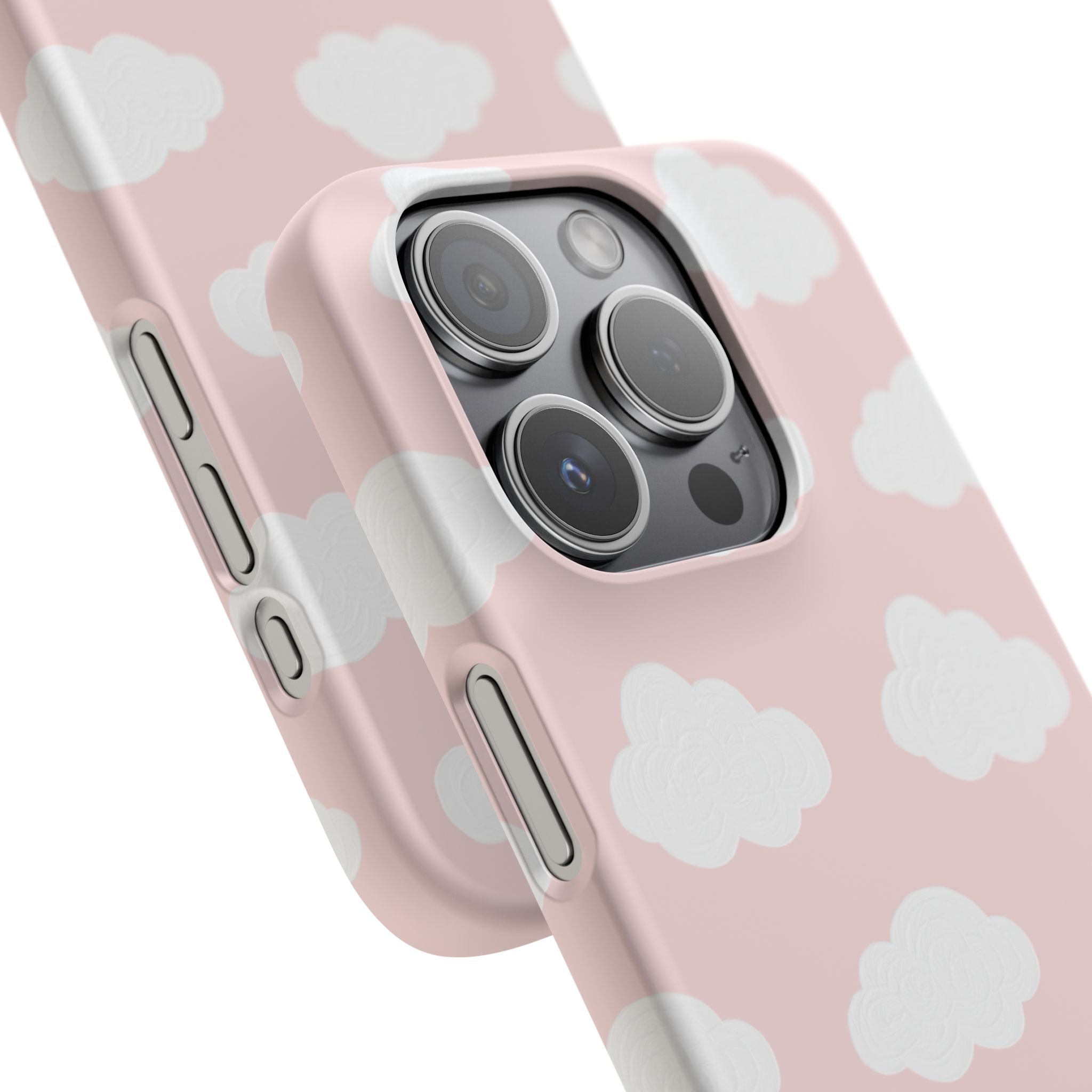 Pink Cloud Pattern Phone Case — Cute Pastel Protective Snap Case
