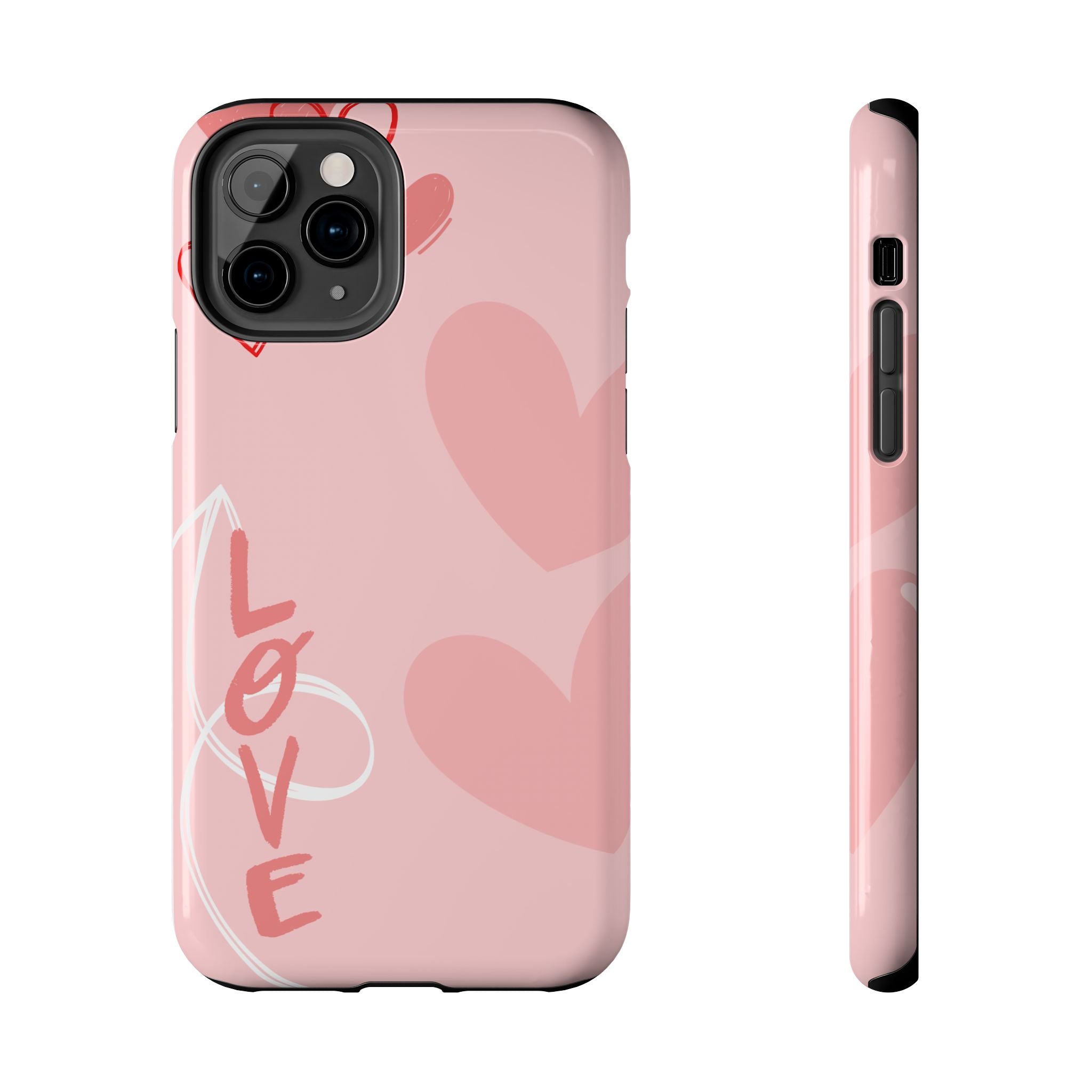 Pink Heart 'LOVE' Tough Phone Case — Protective Romantic Phone Cover