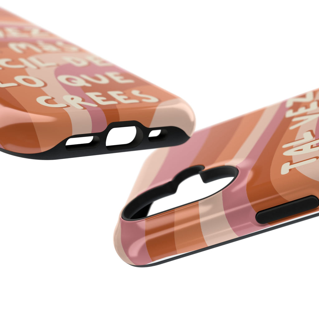 Impact-Resistant Case — "Tal vez sea más fácil de lo que crees" Retro Waves Phone Cover