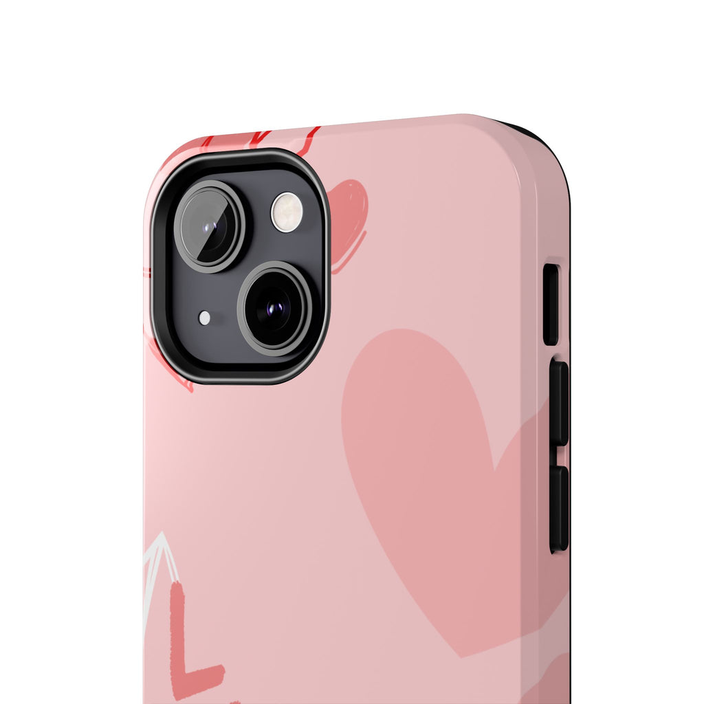 Pink Heart 'LOVE' Tough Phone Case — Protective Romantic Phone Cover