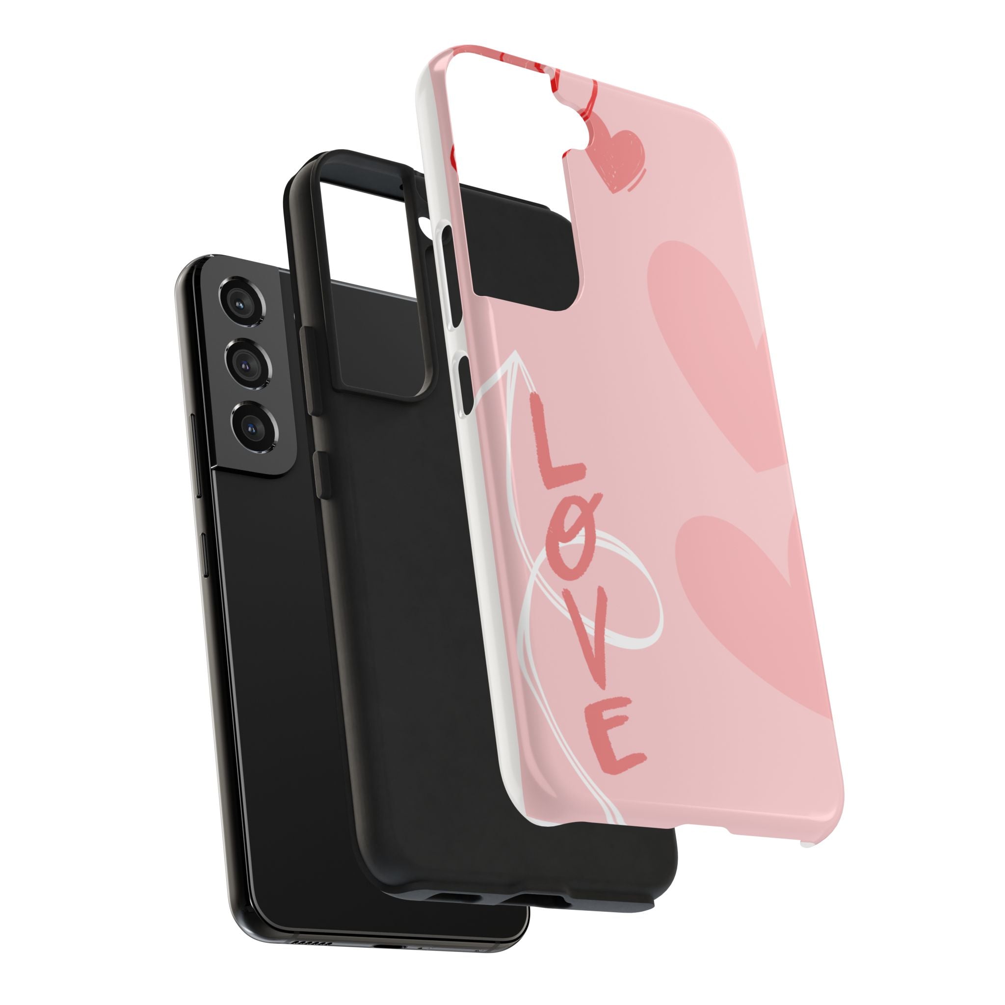 Pink Heart 'LOVE' Tough Phone Case — Protective Romantic Phone Cover