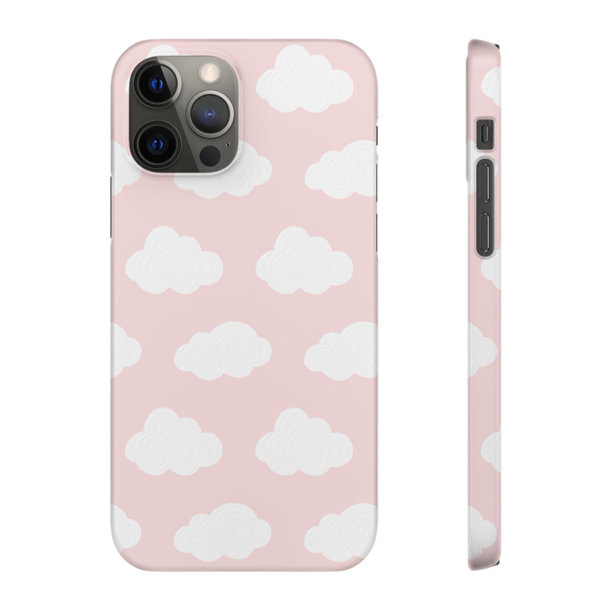 Pink Cloud Pattern Phone Case — Cute Pastel Protective Snap Case