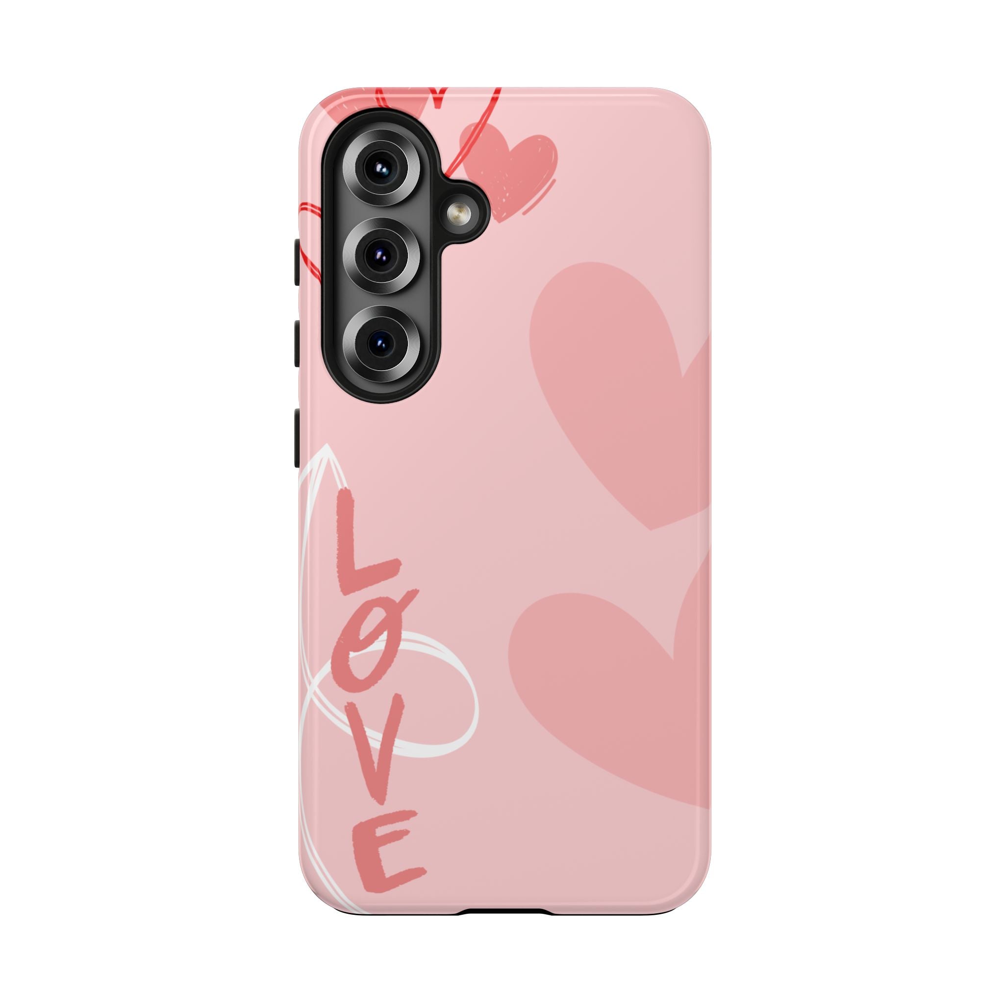 Pink Heart 'LOVE' Tough Phone Case — Protective Romantic Phone Cover