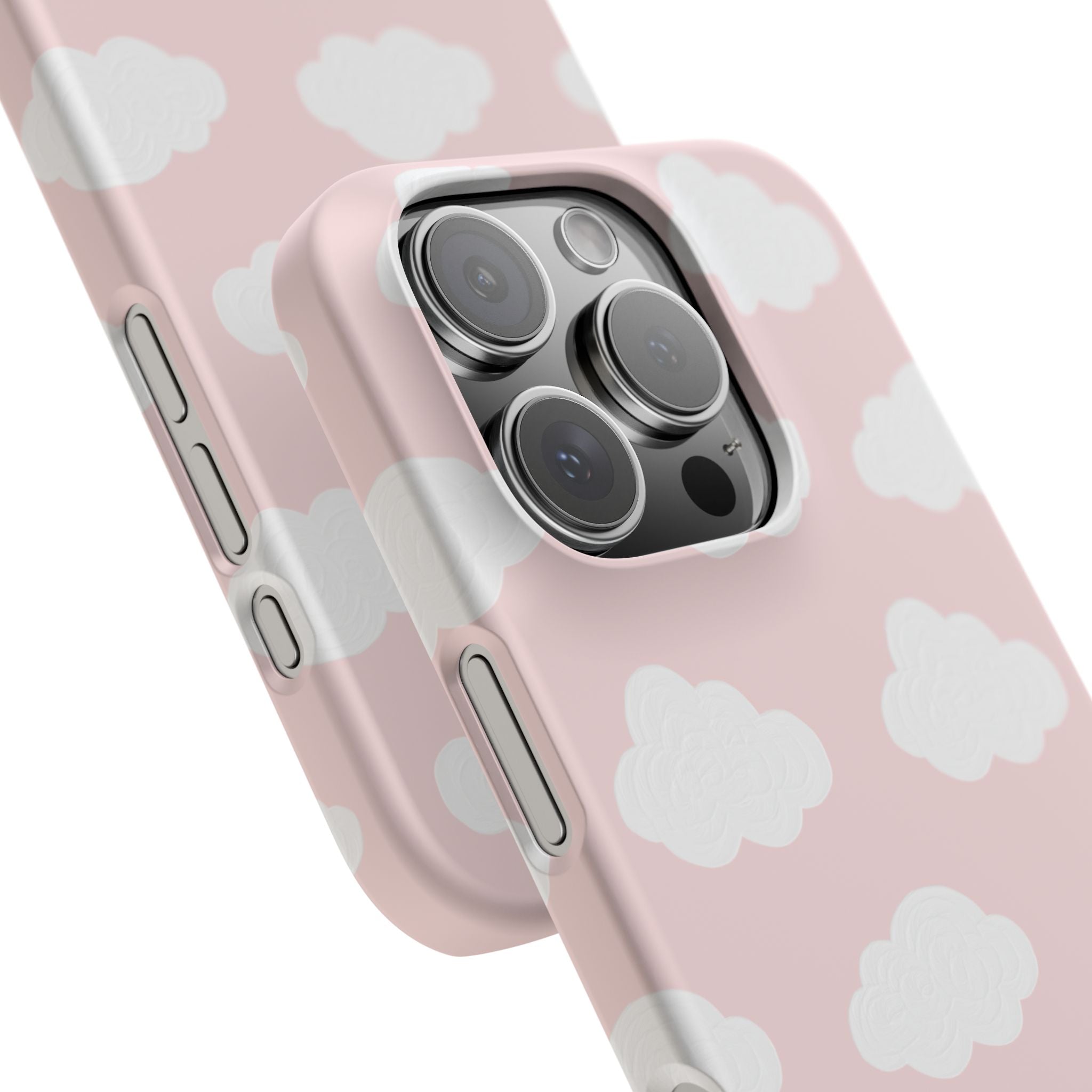 Pink Cloud Pattern Phone Case — Cute Pastel Protective Snap Case