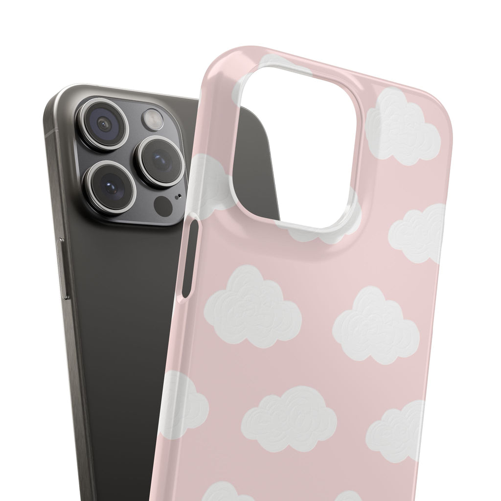 Pink Cloud Pattern Phone Case — Cute Pastel Protective Snap Case