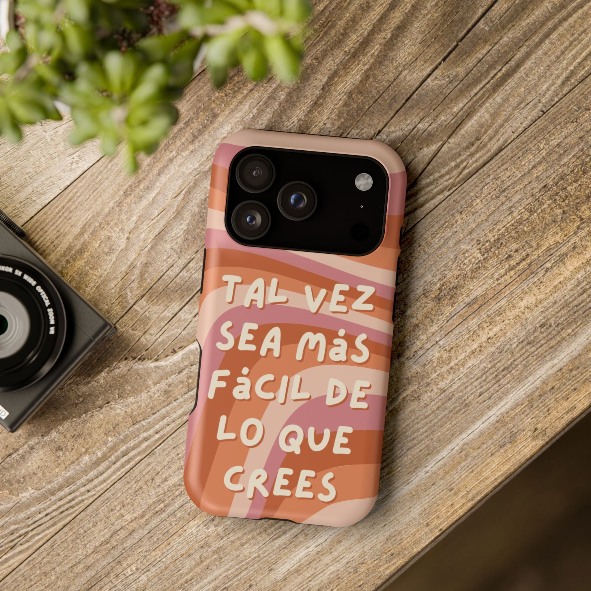 Impact-Resistant Case — "Tal vez sea más fácil de lo que crees" Retro Waves Phone Cover