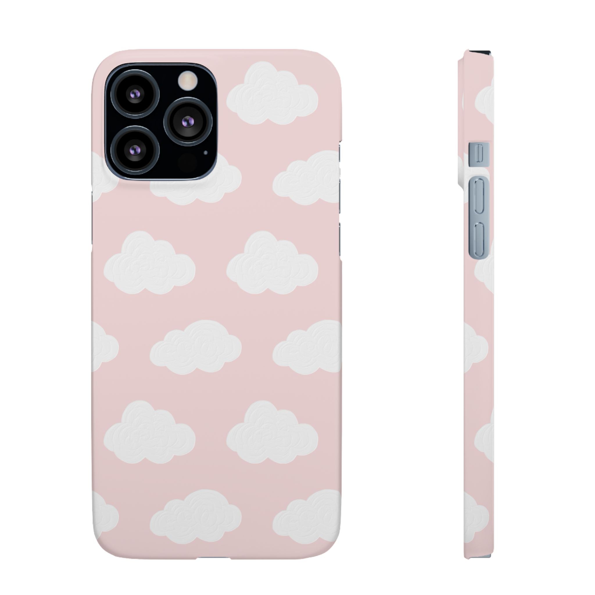 Pink Cloud Pattern Phone Case — Cute Pastel Protective Snap Case
