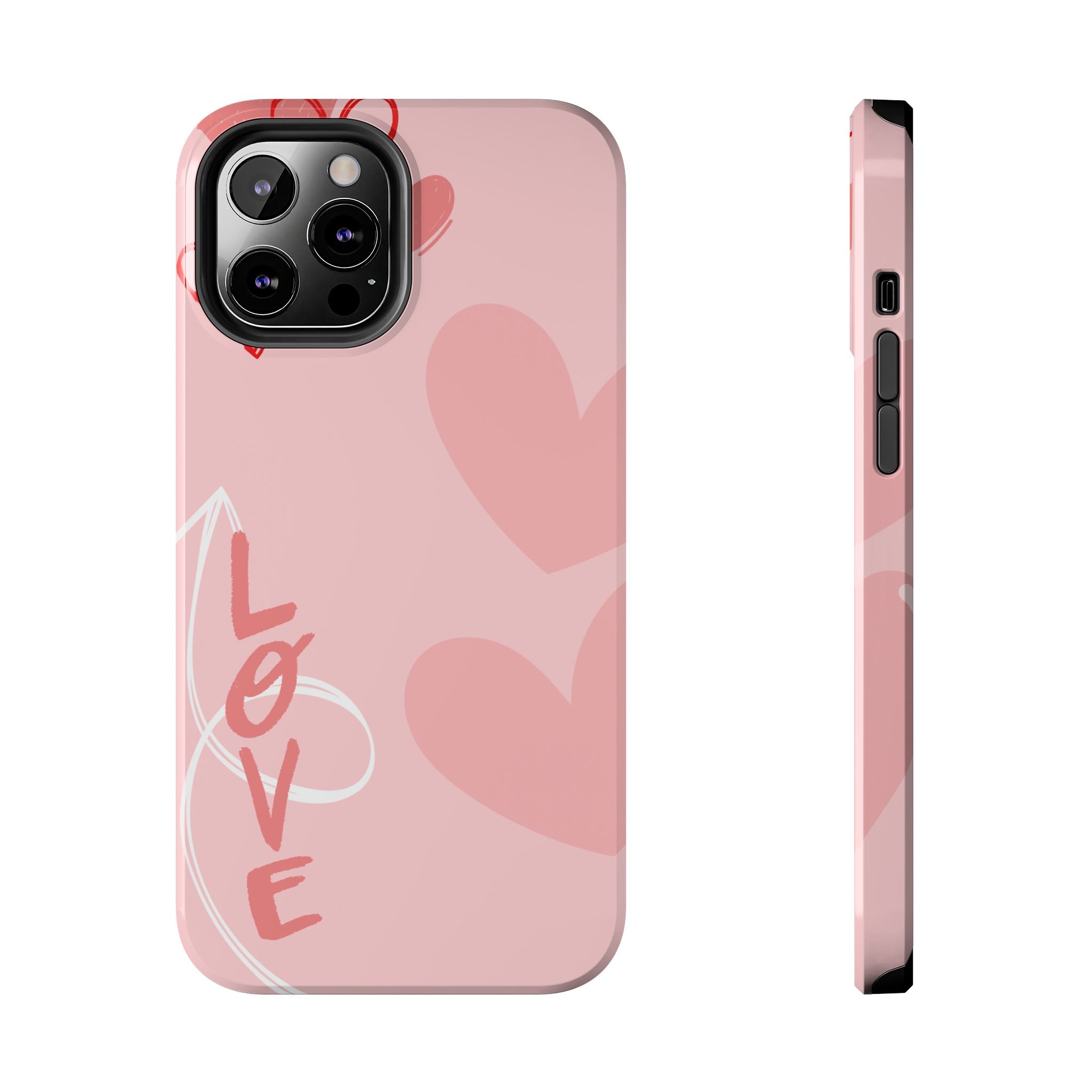 Pink Heart 'LOVE' Tough Phone Case — Protective Romantic Phone Cover