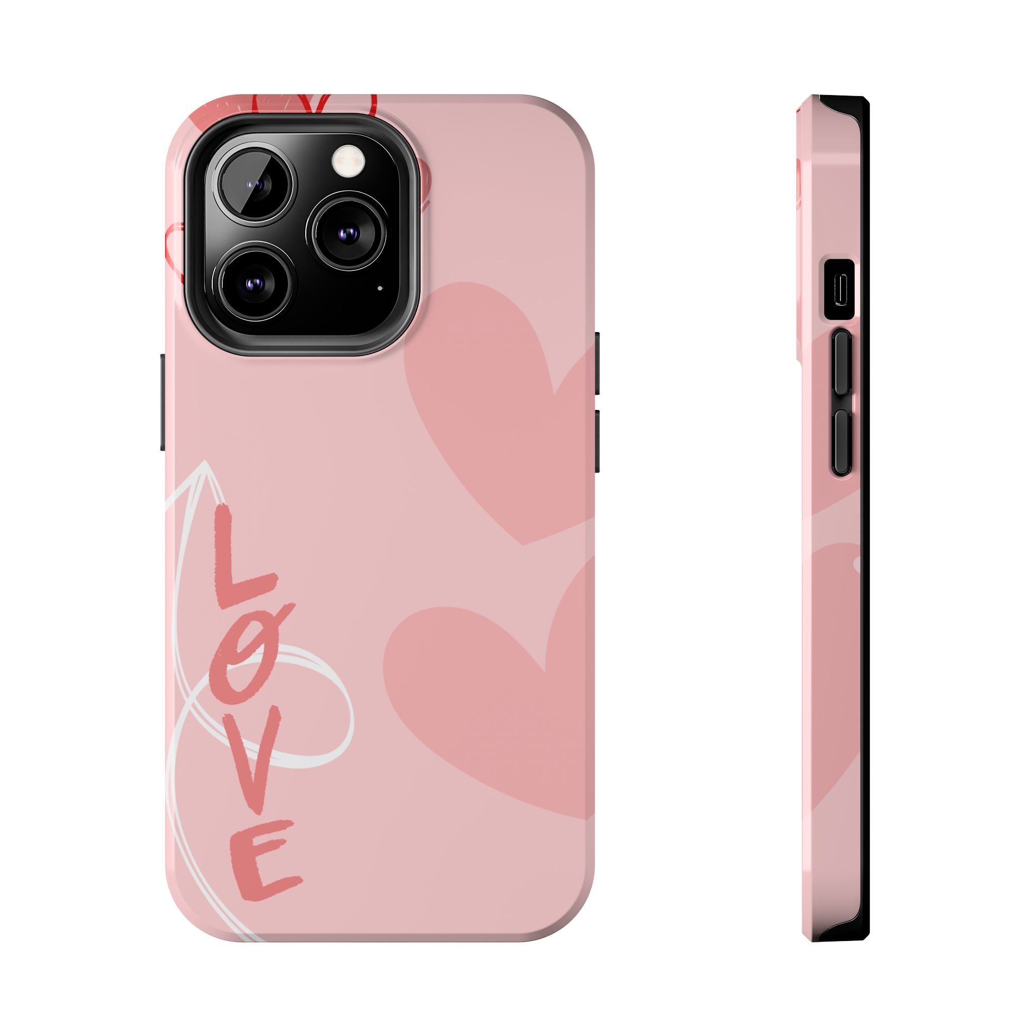 Pink Heart 'LOVE' Tough Phone Case — Protective Romantic Phone Cover