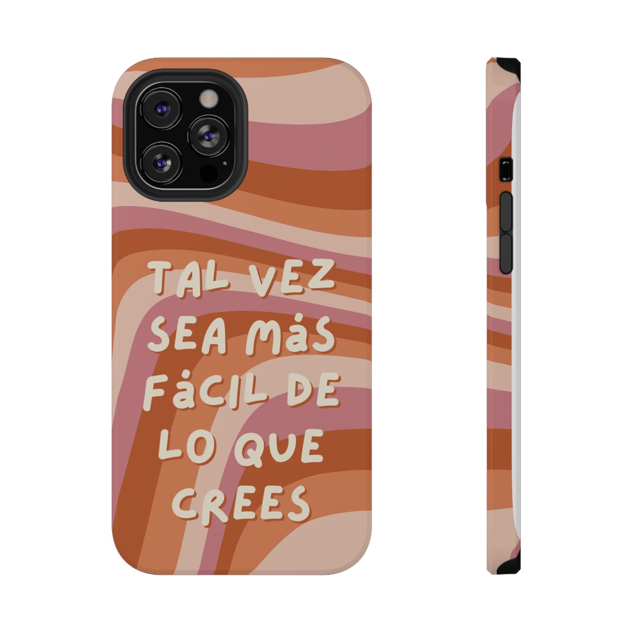 Impact-Resistant Case — "Tal vez sea más fácil de lo que crees" Retro Waves Phone Cover