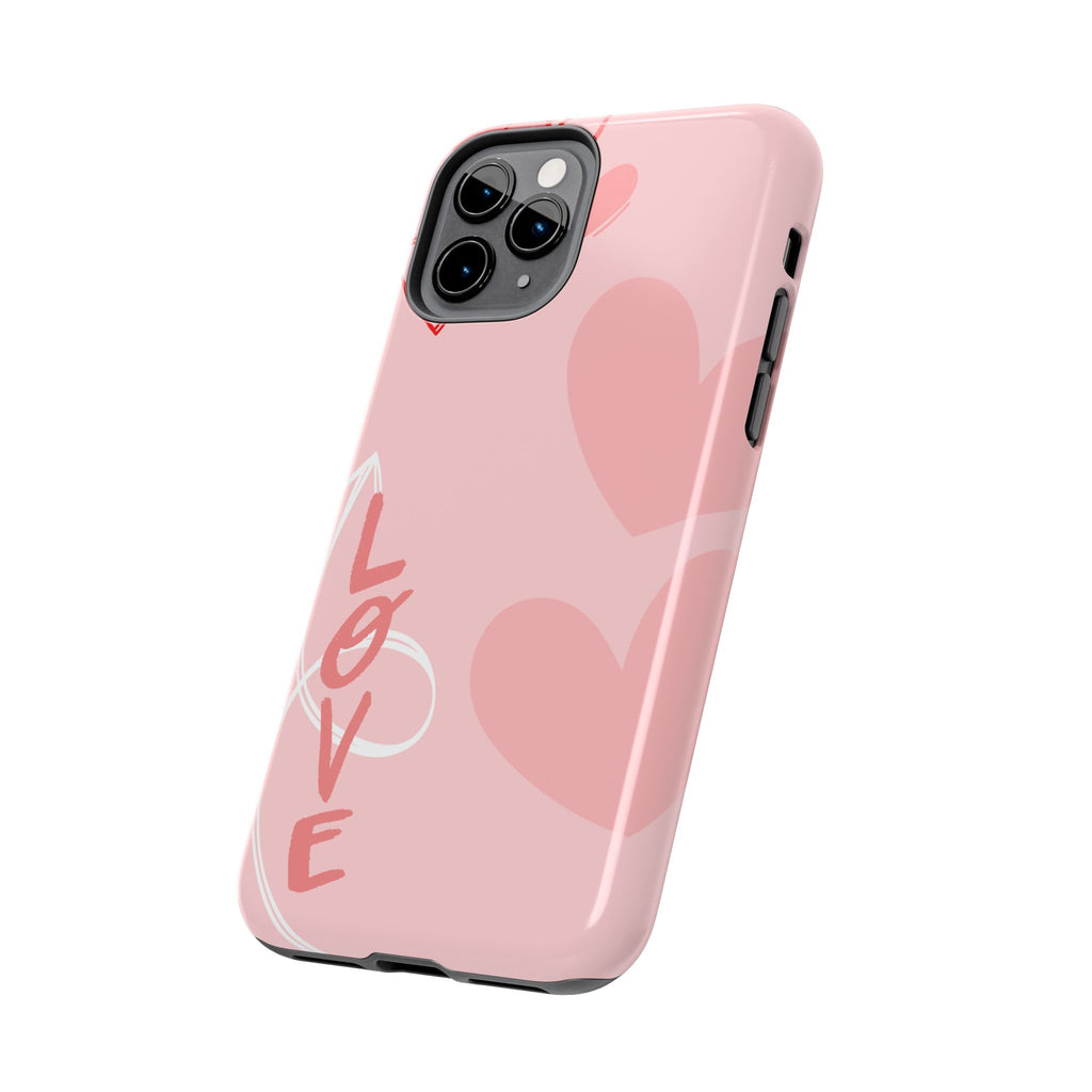 Pink Heart 'LOVE' Tough Phone Case — Protective Romantic Phone Cover