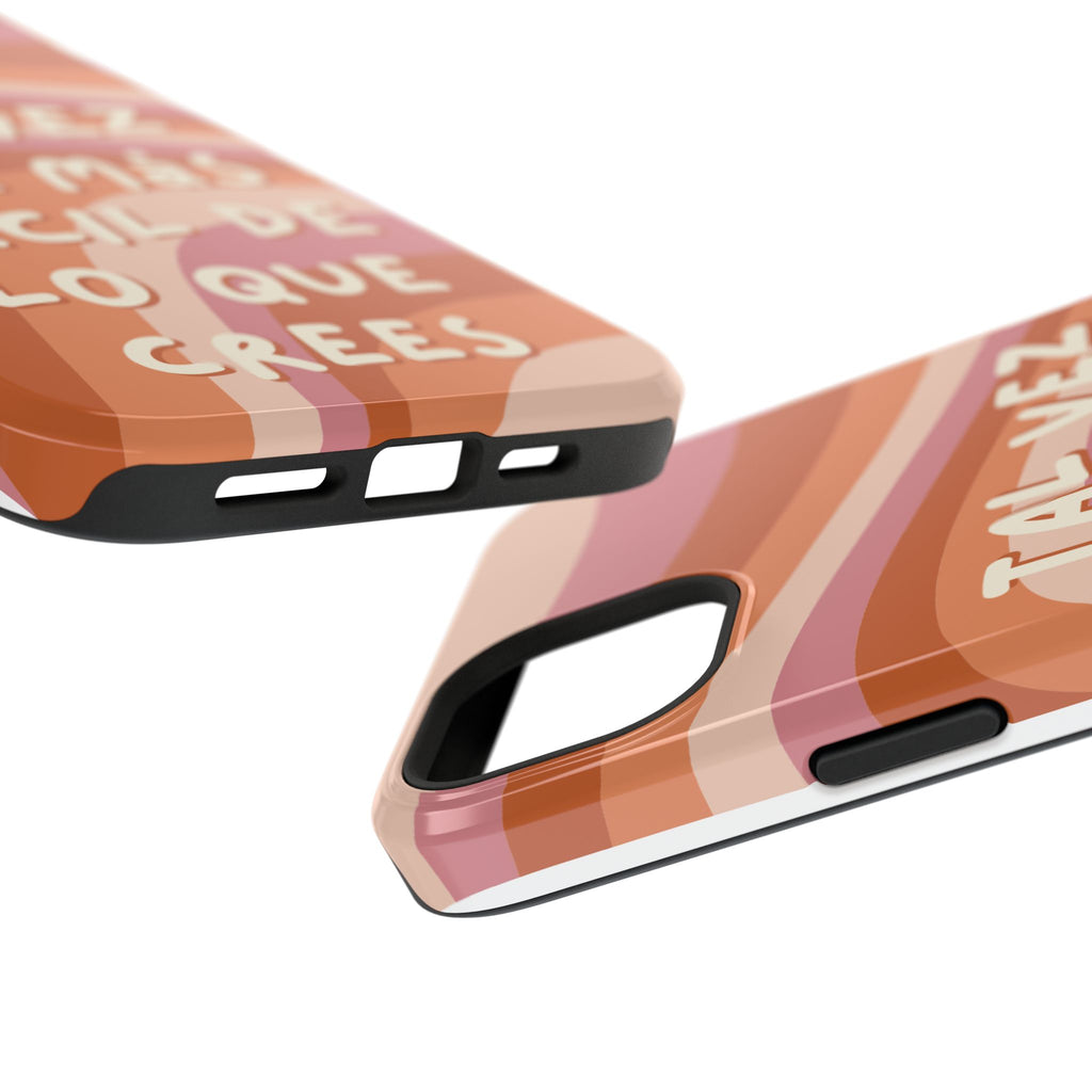 Impact-Resistant Case — "Tal vez sea más fácil de lo que crees" Retro Waves Phone Cover