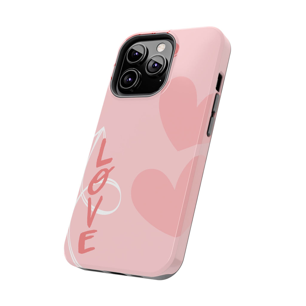 Pink Heart 'LOVE' Tough Phone Case — Protective Romantic Phone Cover