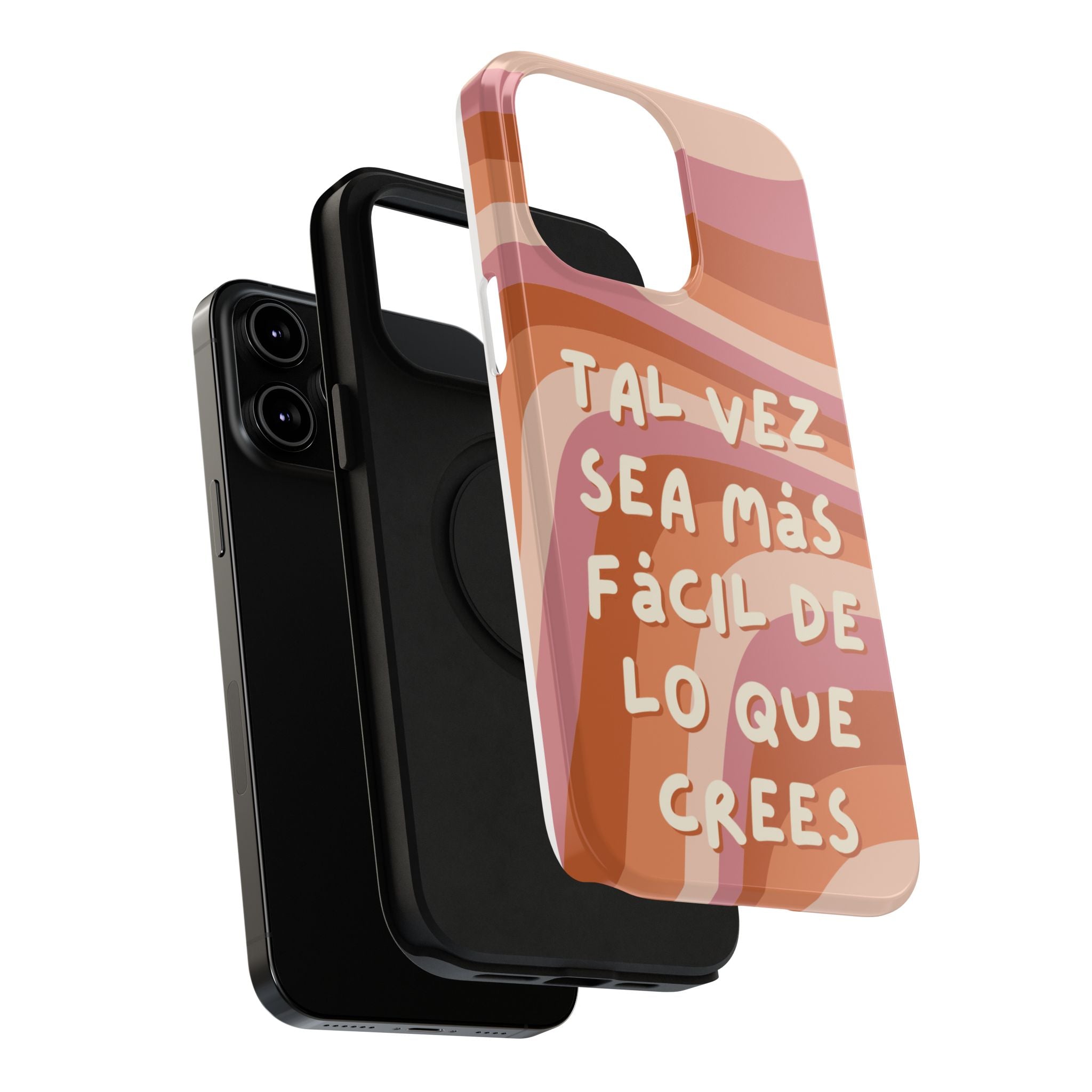 Impact-Resistant Case — "Tal vez sea más fácil de lo que crees" Retro Waves Phone Cover