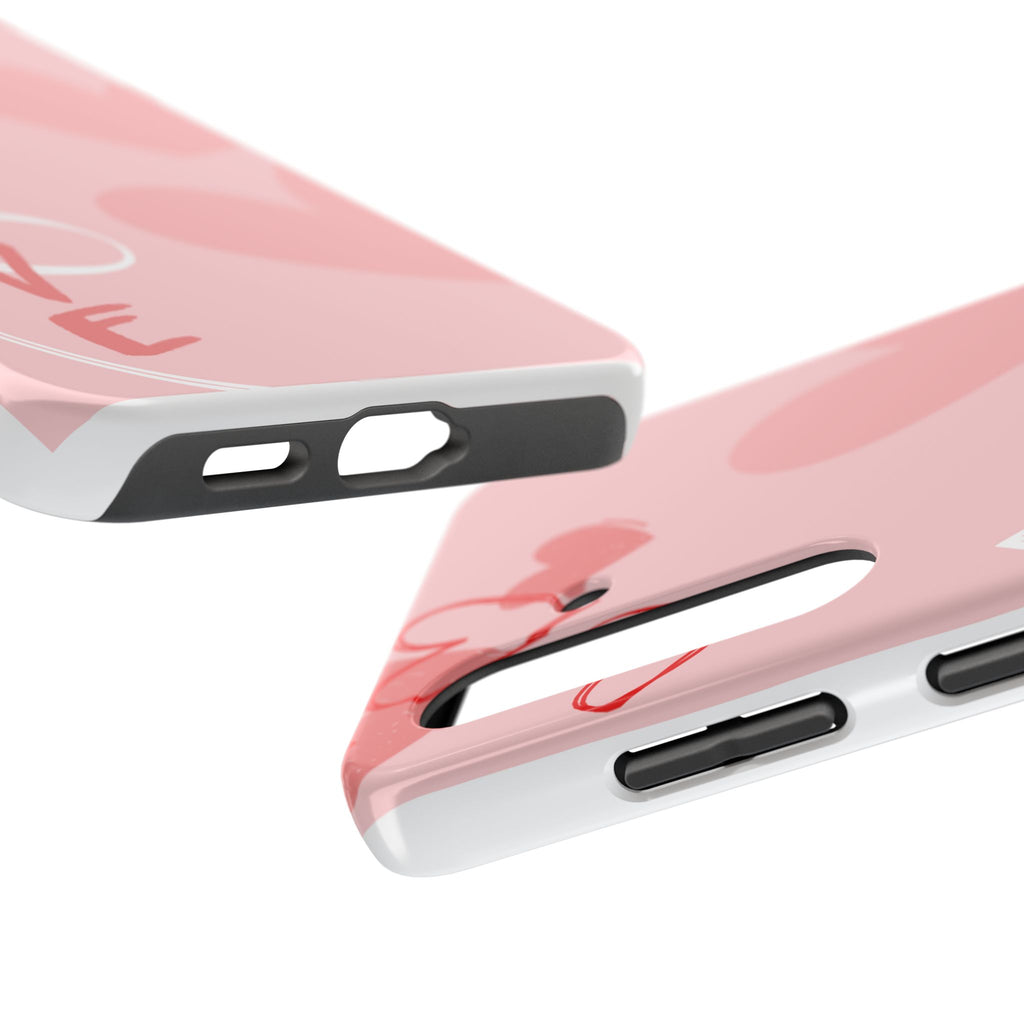 Pink Heart 'LOVE' Tough Phone Case — Protective Romantic Phone Cover