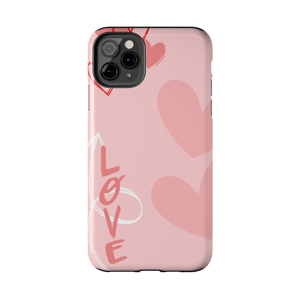Pink Heart 'LOVE' Tough Phone Case — Protective Romantic Phone Cover