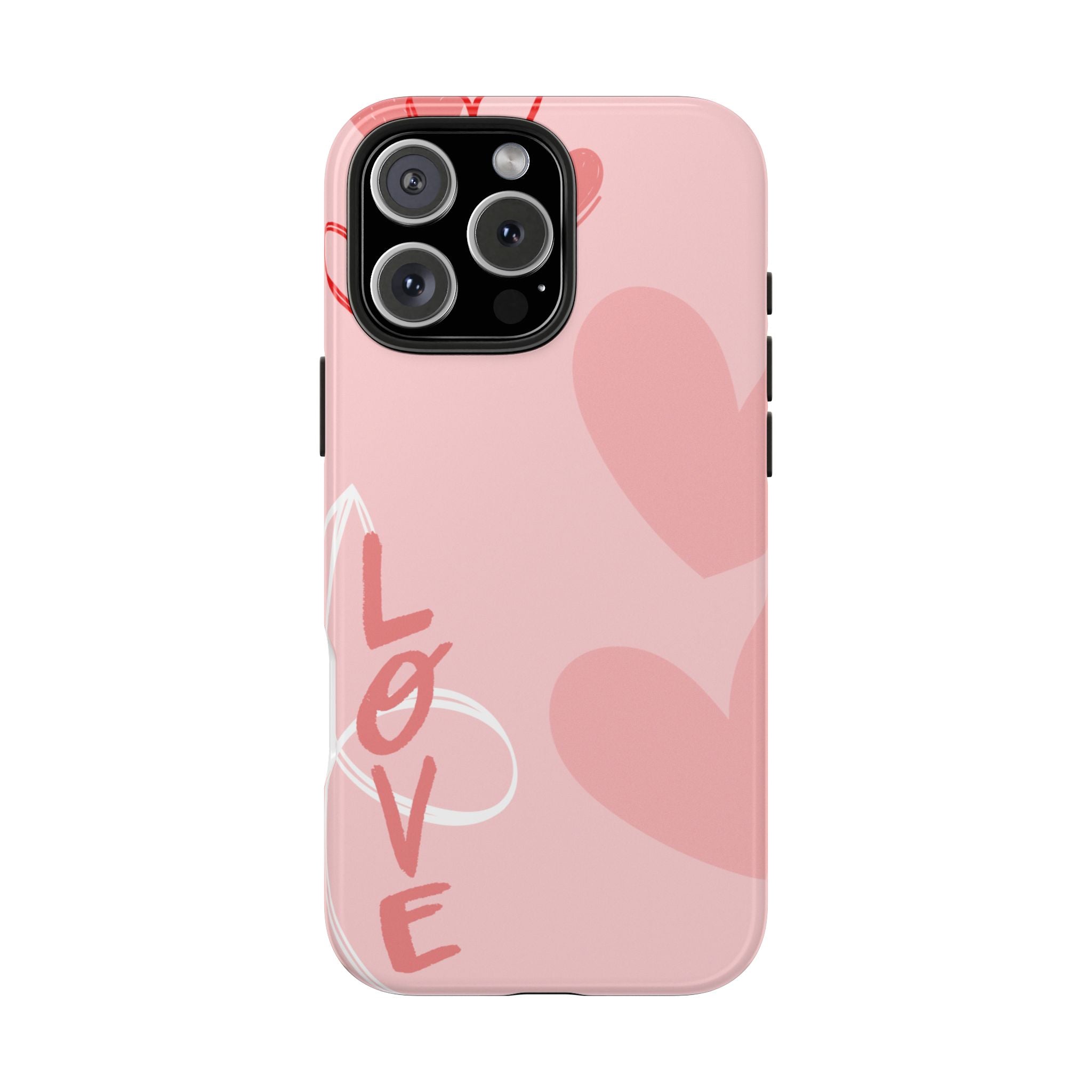 Pink Heart 'LOVE' Tough Phone Case — Protective Romantic Phone Cover
