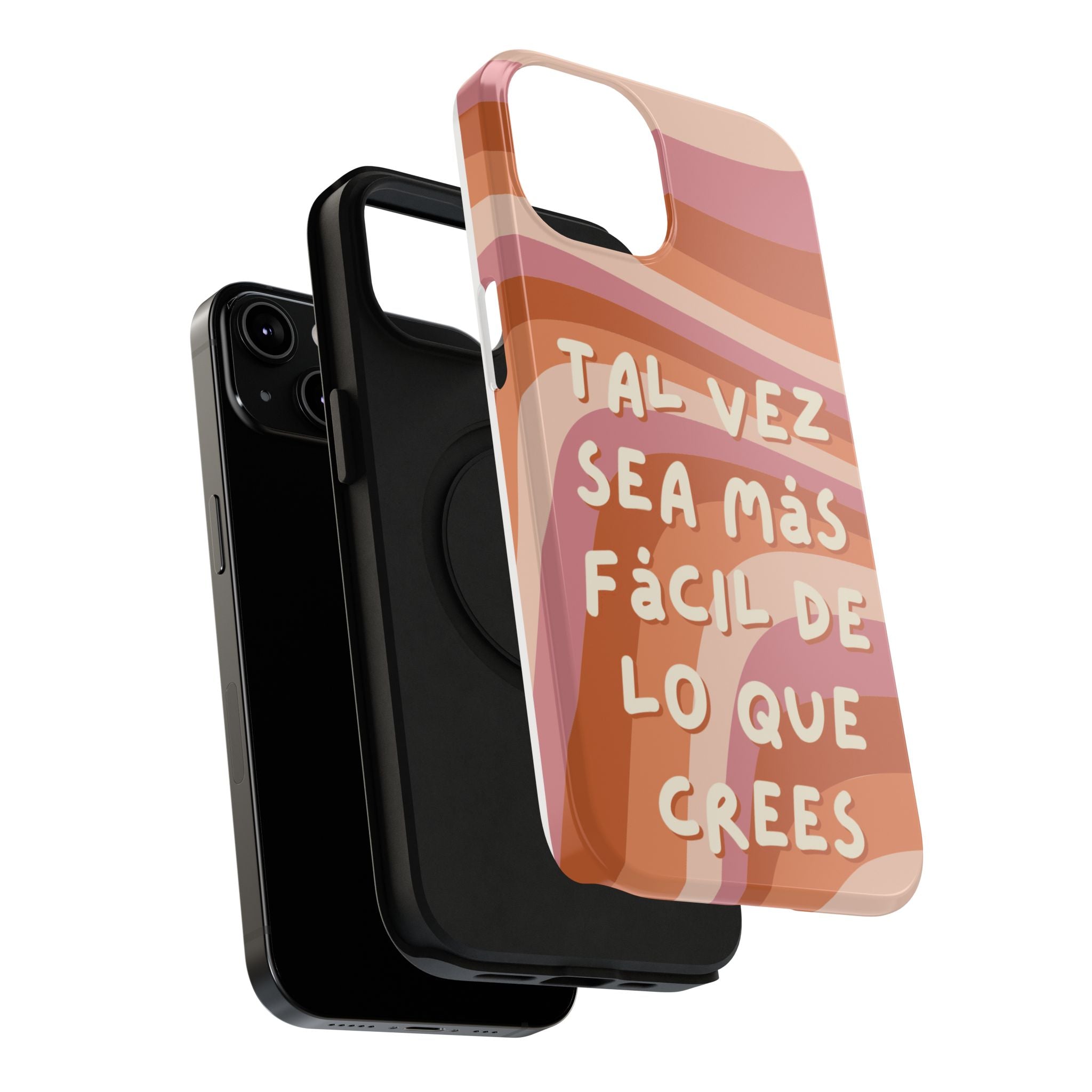Impact-Resistant Case — "Tal vez sea más fácil de lo que crees" Retro Waves Phone Cover
