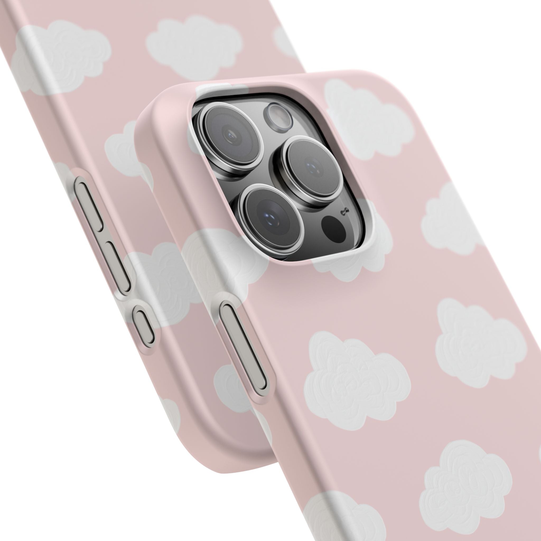 Pink Cloud Pattern Phone Case — Cute Pastel Protective Snap Case