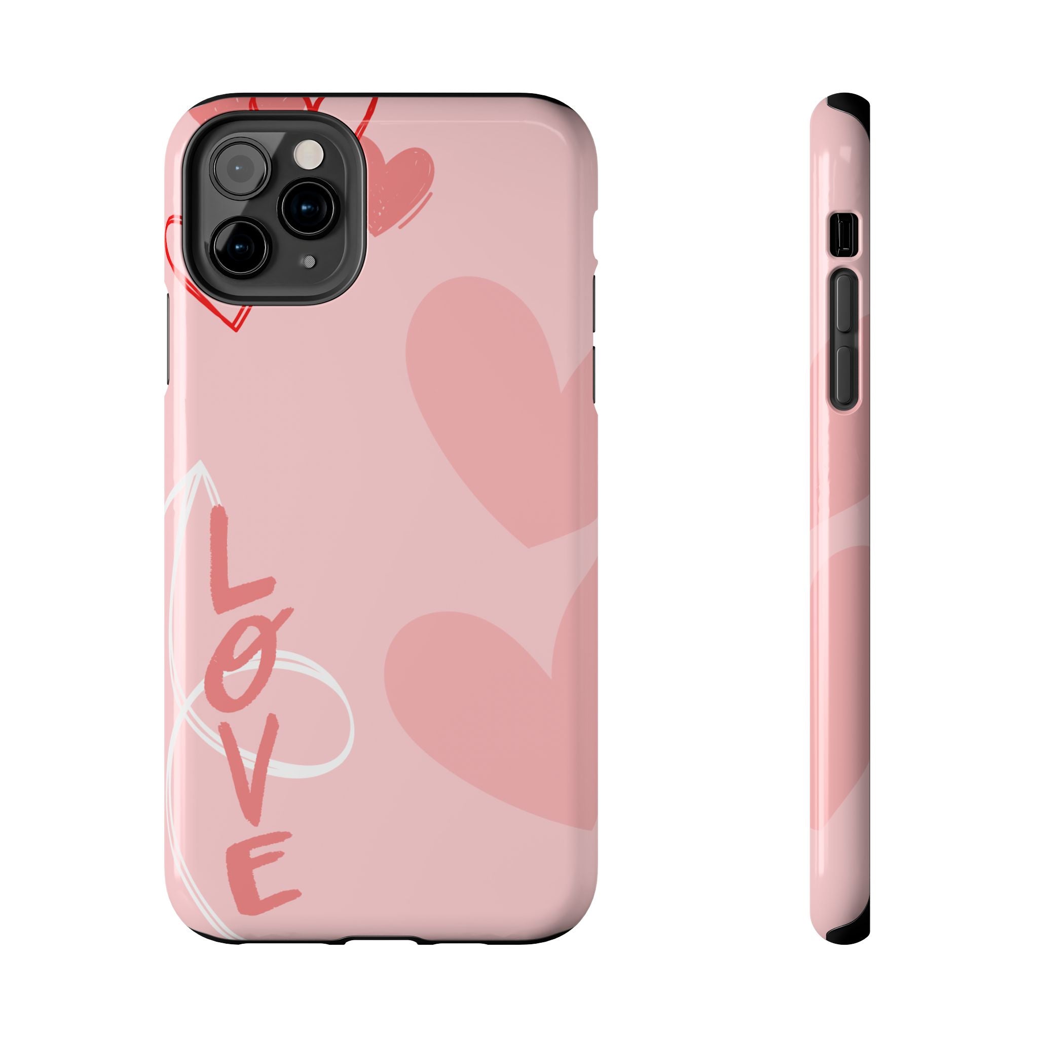 Pink Heart 'LOVE' Tough Phone Case — Protective Romantic Phone Cover