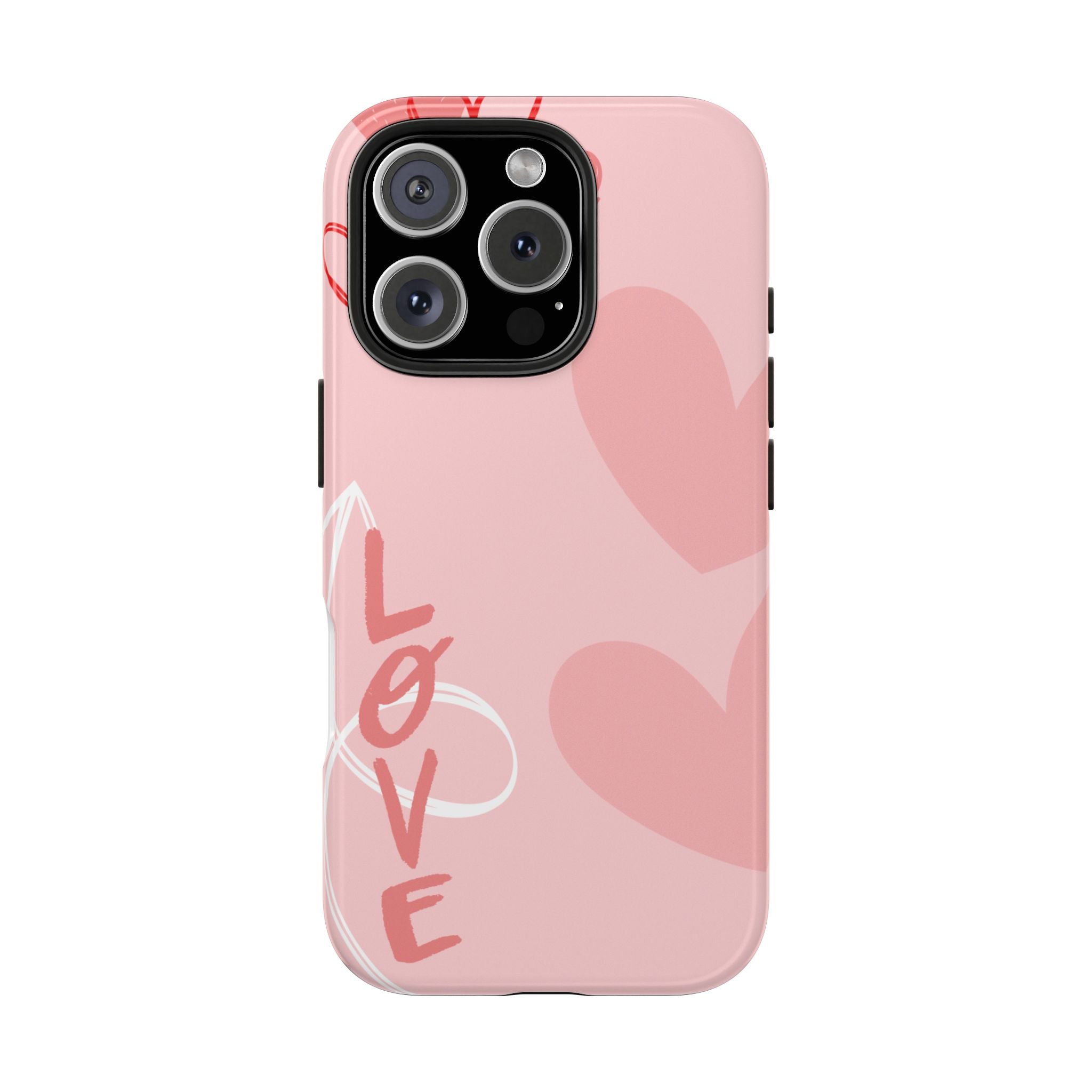 Pink Heart 'LOVE' Tough Phone Case — Protective Romantic Phone Cover