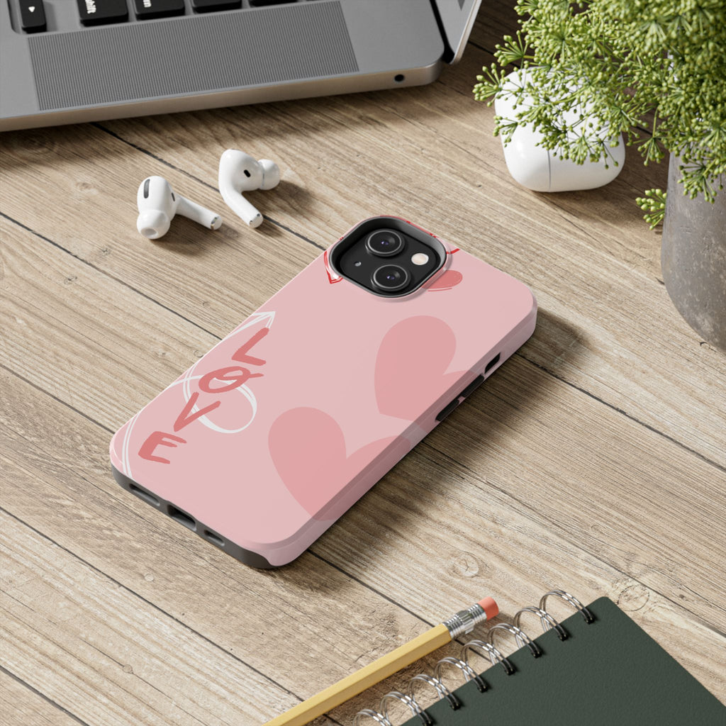 Pink Heart 'LOVE' Tough Phone Case — Protective Romantic Phone Cover