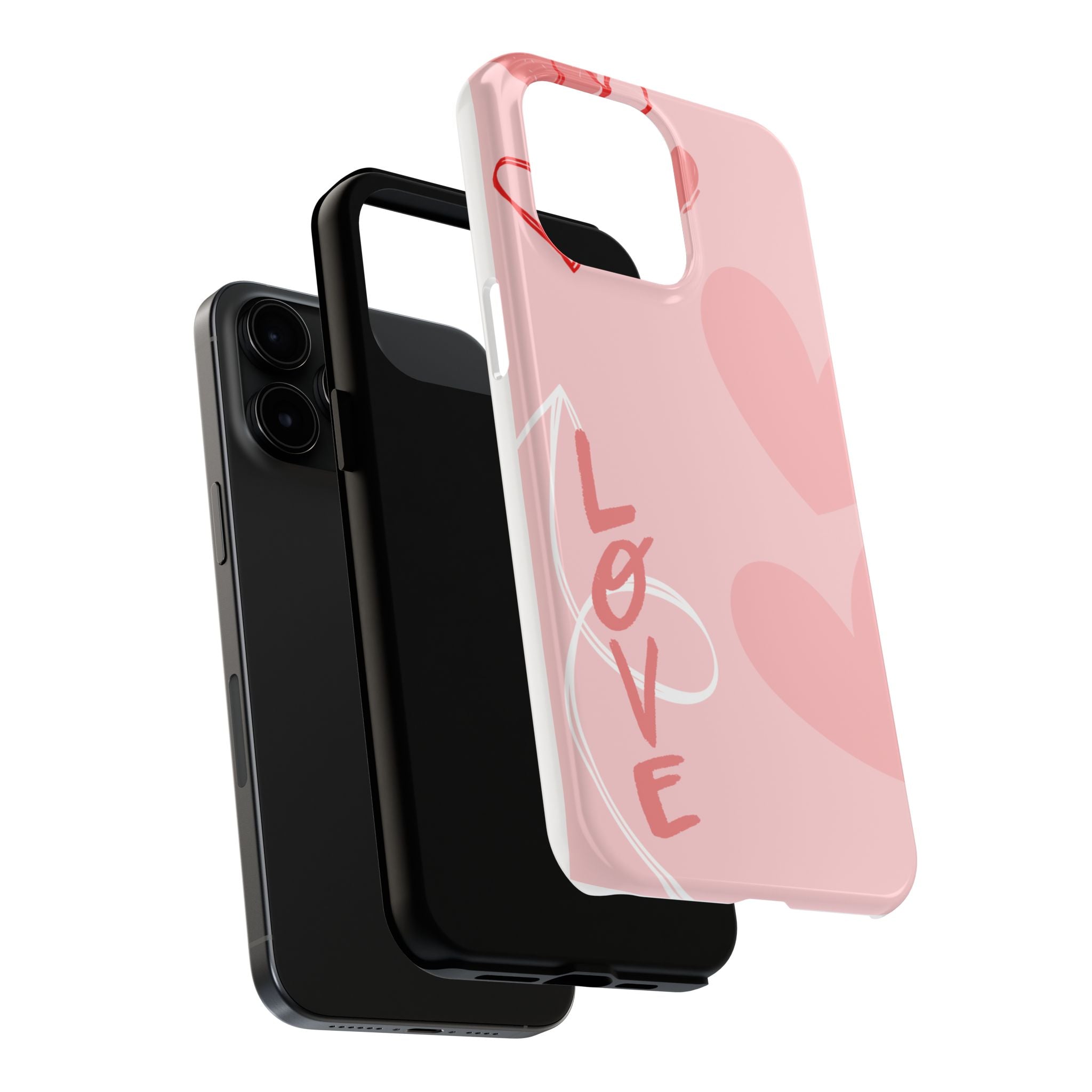 Pink Heart 'LOVE' Tough Phone Case — Protective Romantic Phone Cover