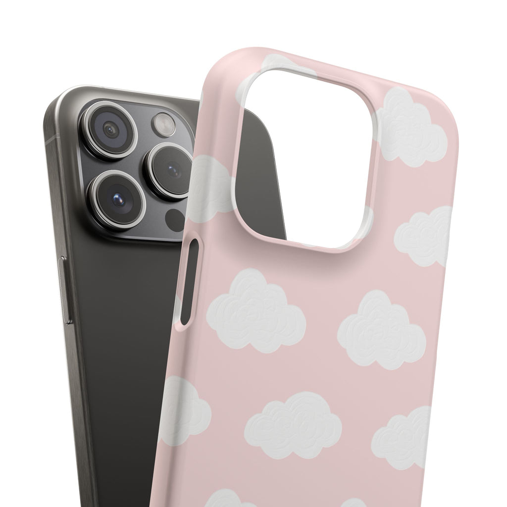 Pink Cloud Pattern Phone Case — Cute Pastel Protective Snap Case