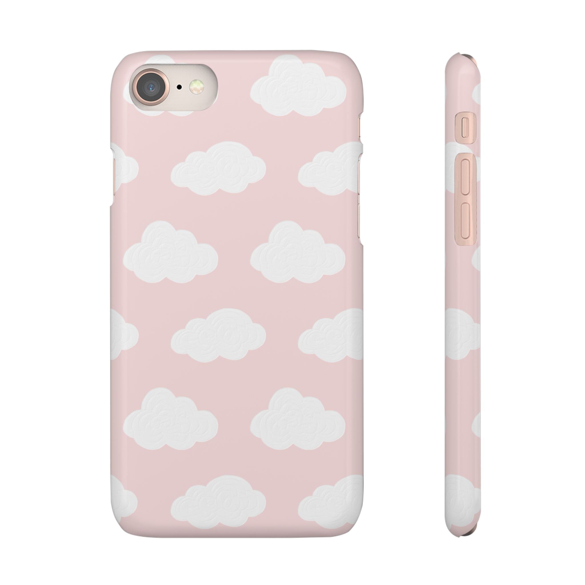 Pink Cloud Pattern Phone Case — Cute Pastel Protective Snap Case