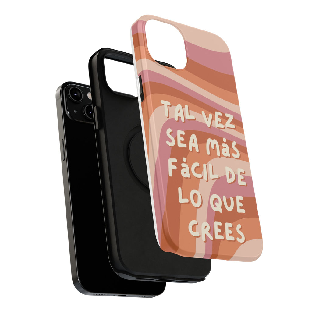 Impact-Resistant Case — "Tal vez sea más fácil de lo que crees" Retro Waves Phone Cover