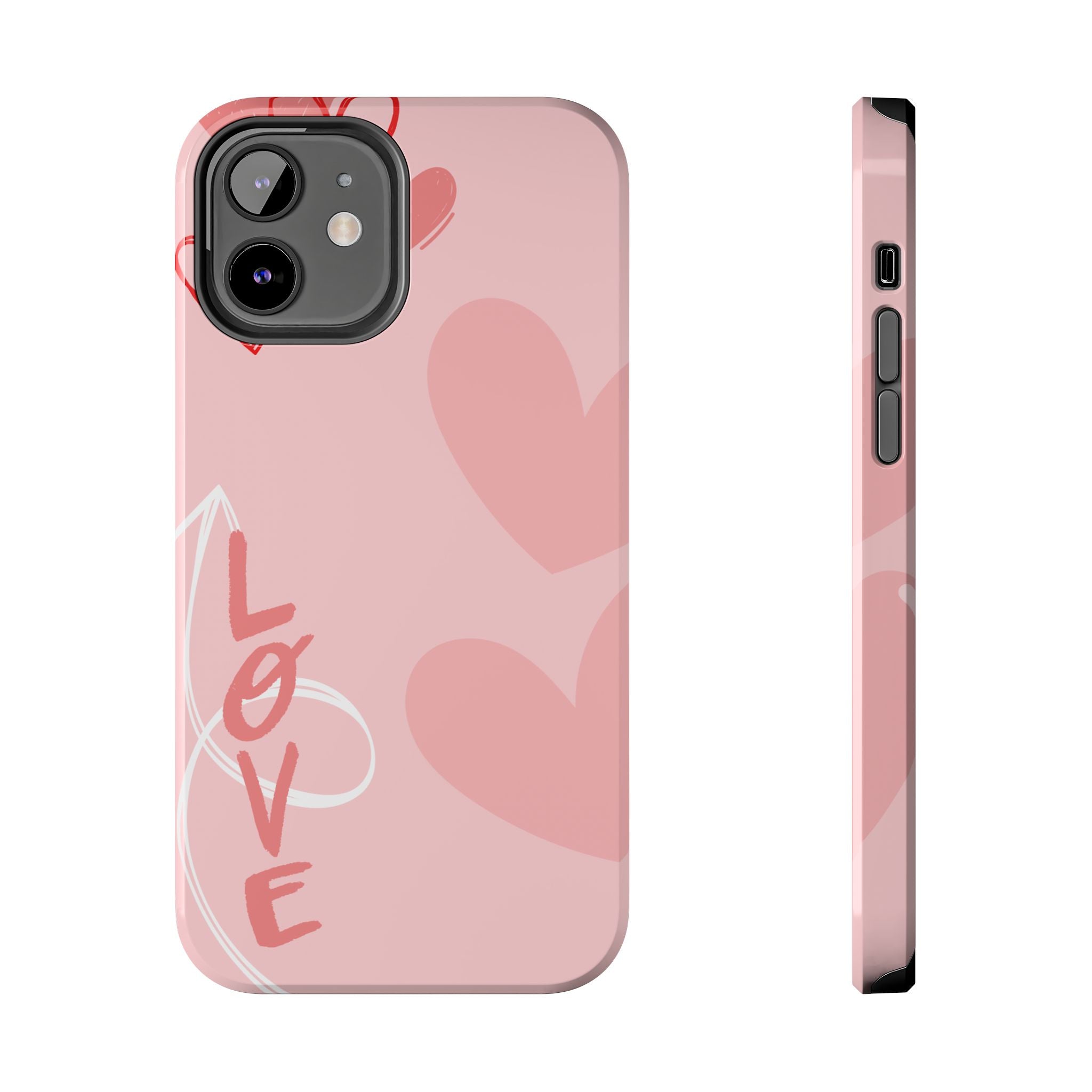 Pink Heart 'LOVE' Tough Phone Case — Protective Romantic Phone Cover