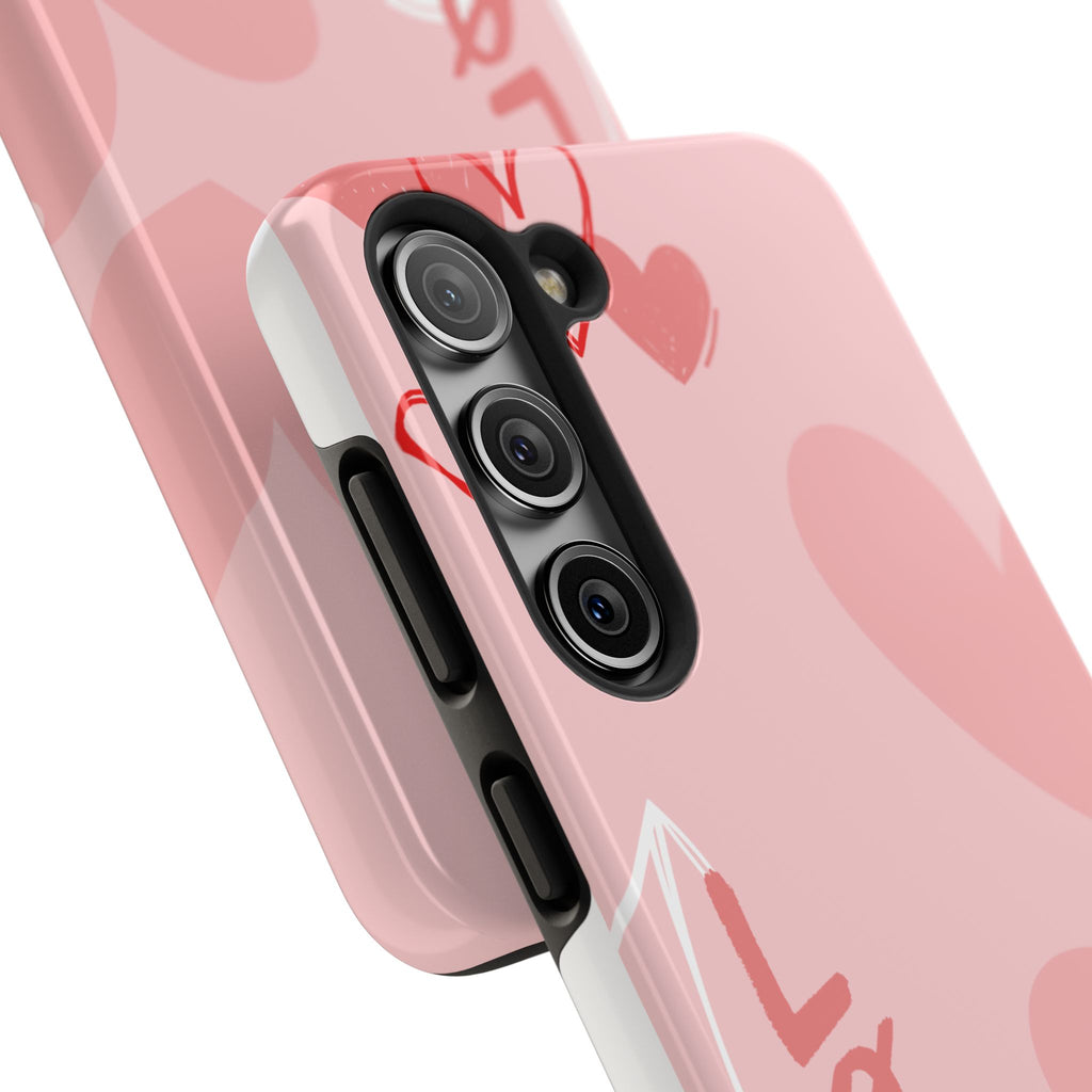 Pink Heart 'LOVE' Tough Phone Case — Protective Romantic Phone Cover