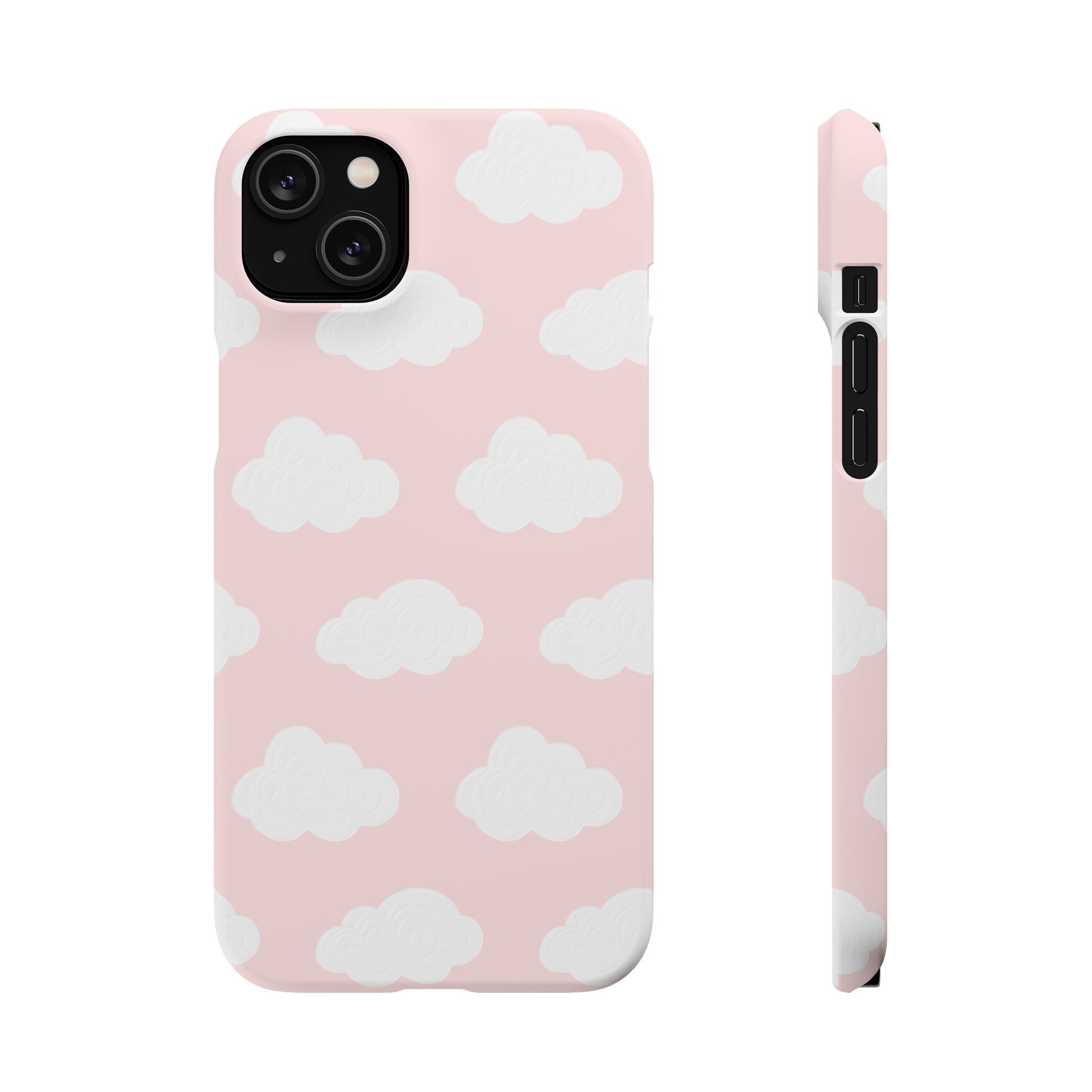 Pink Cloud Pattern Phone Case — Cute Pastel Protective Snap Case