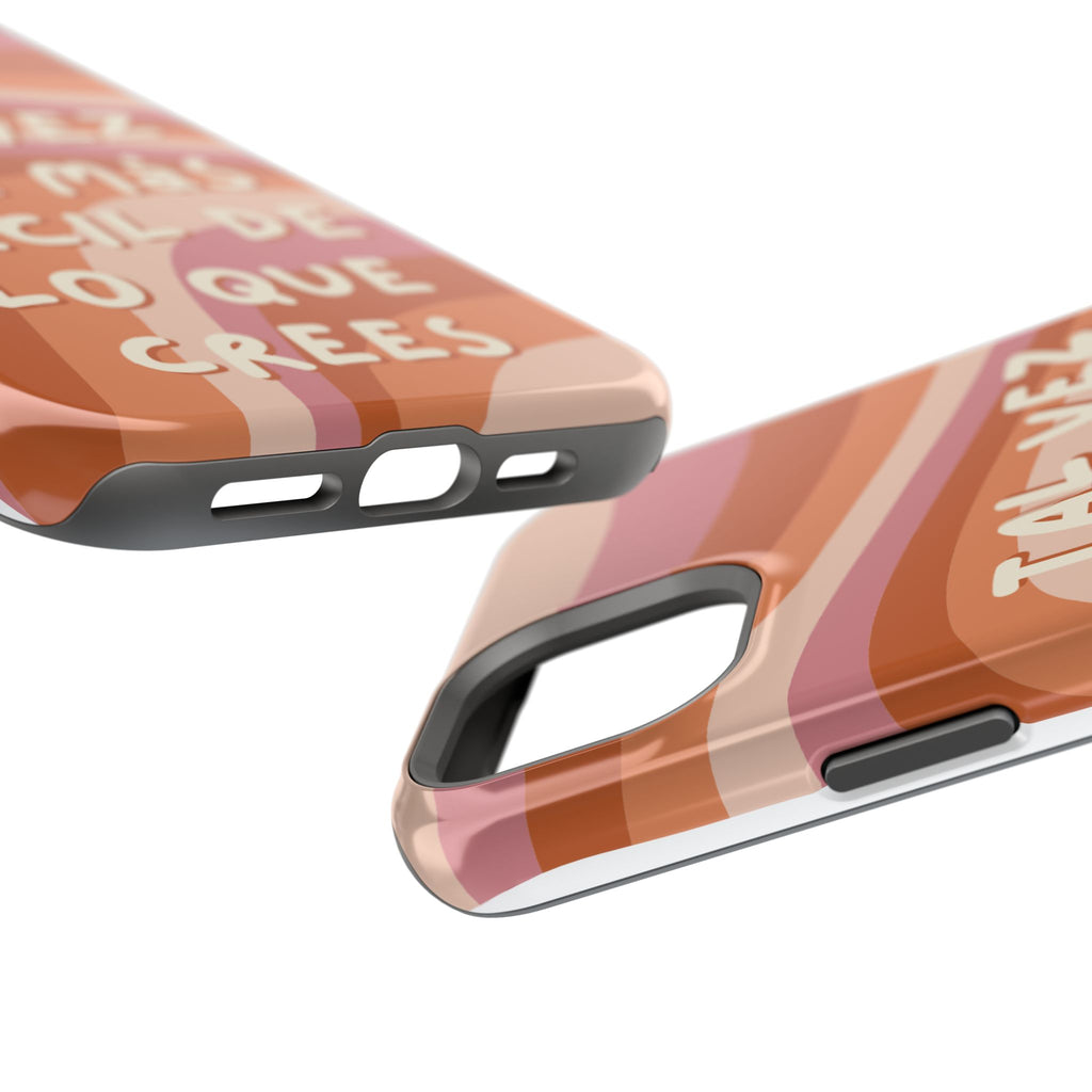 Impact-Resistant Case — "Tal vez sea más fácil de lo que crees" Retro Waves Phone Cover