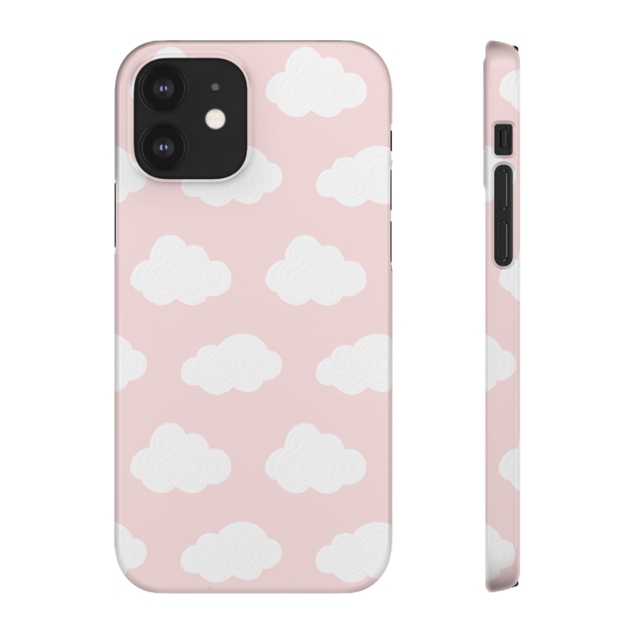 Pink Cloud Pattern Phone Case — Cute Pastel Protective Snap Case