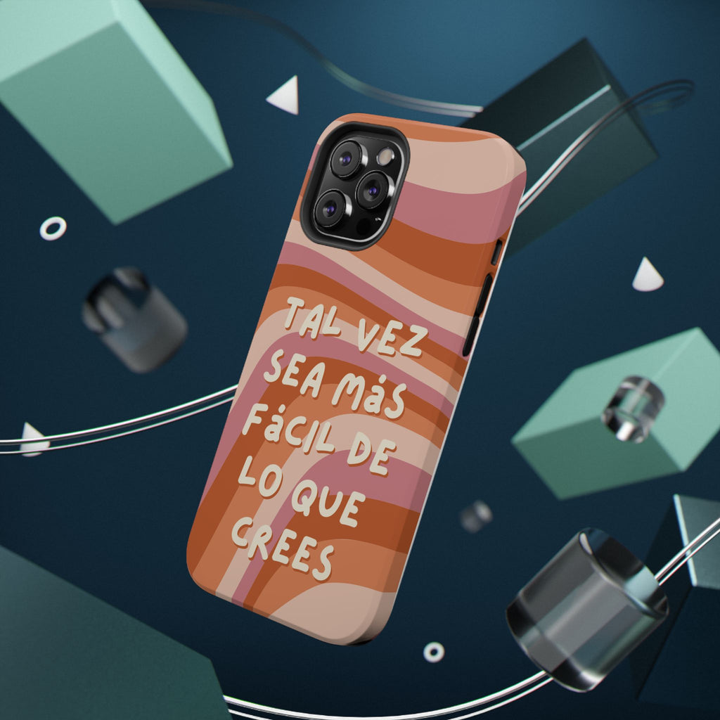 Impact-Resistant Case — "Tal vez sea más fácil de lo que crees" Retro Waves Phone Cover