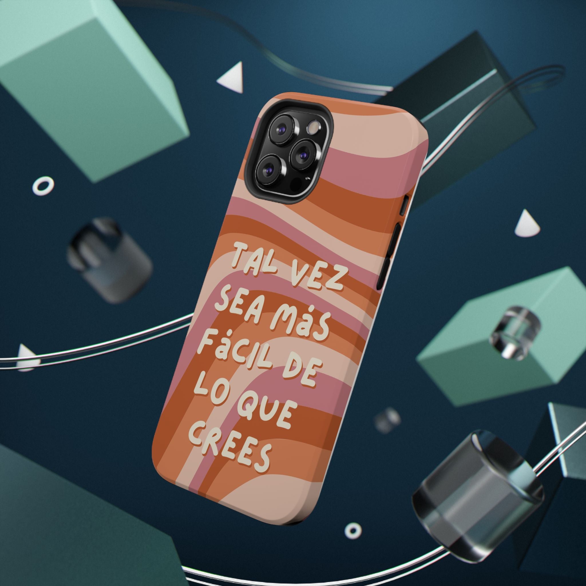 Impact-Resistant Case — "Tal vez sea más fácil de lo que crees" Retro Waves Phone Cover