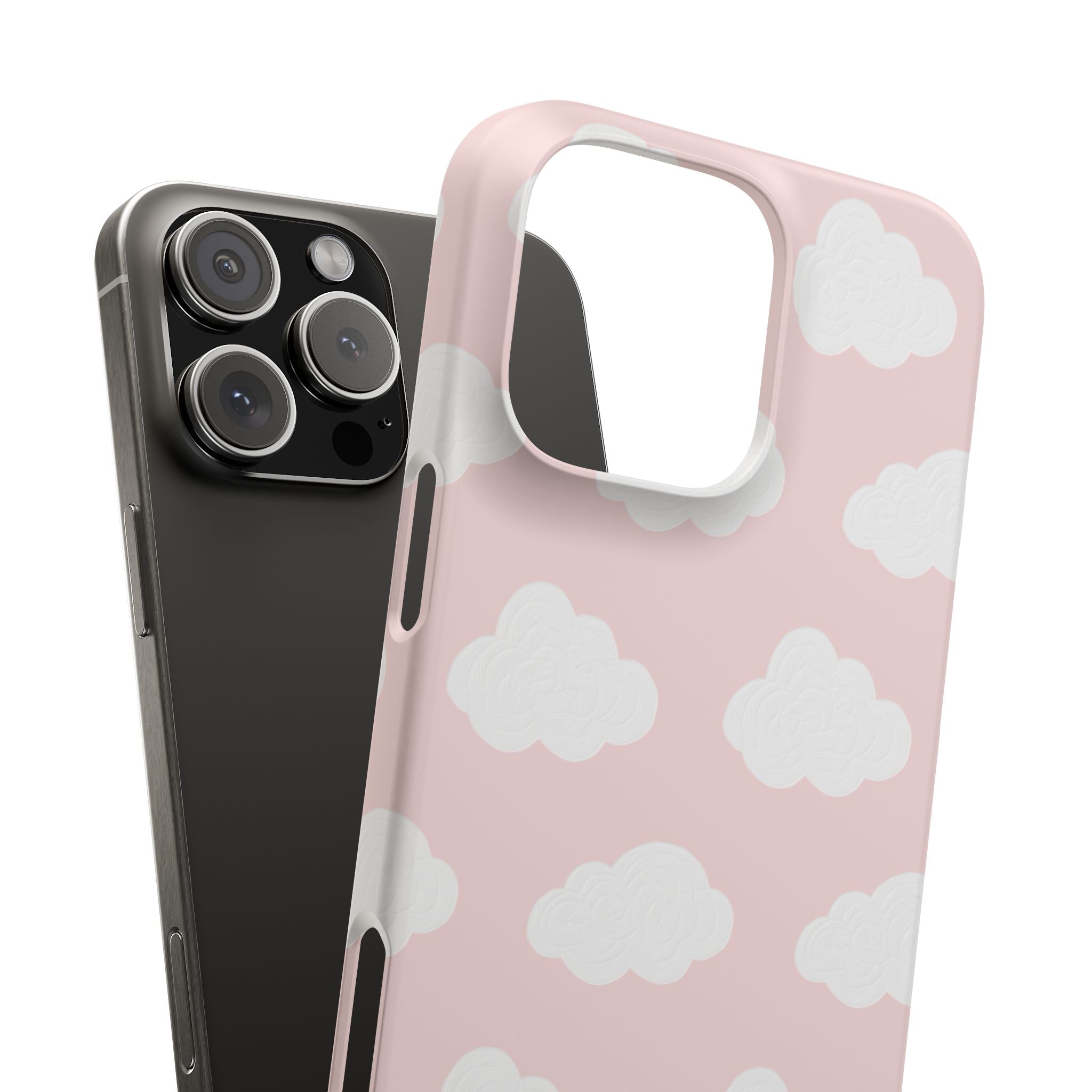Pink Cloud Pattern Phone Case — Cute Pastel Protective Snap Case