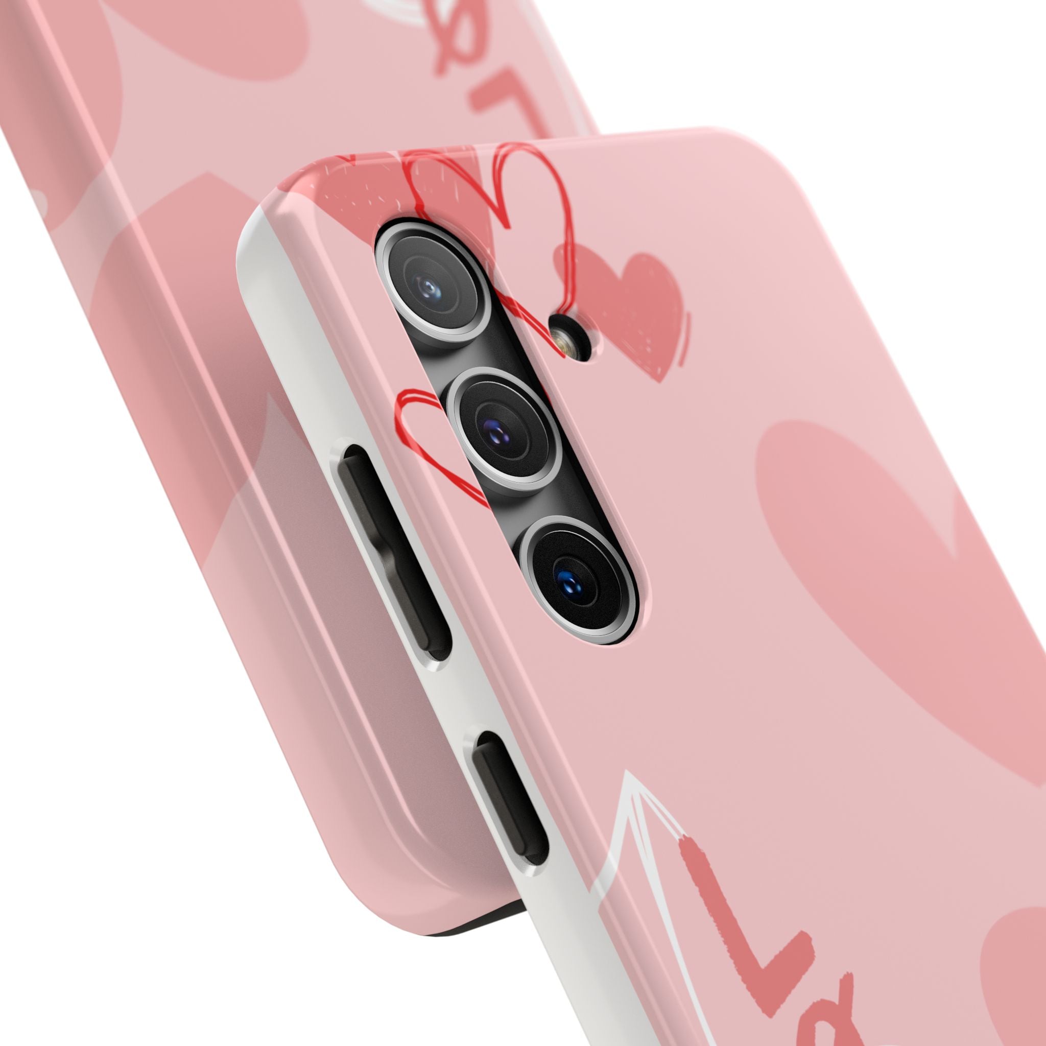 Pink Heart 'LOVE' Tough Phone Case — Protective Romantic Phone Cover