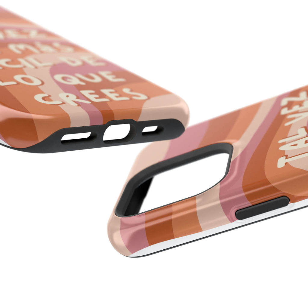 Impact-Resistant Case — "Tal vez sea más fácil de lo que crees" Retro Waves Phone Cover