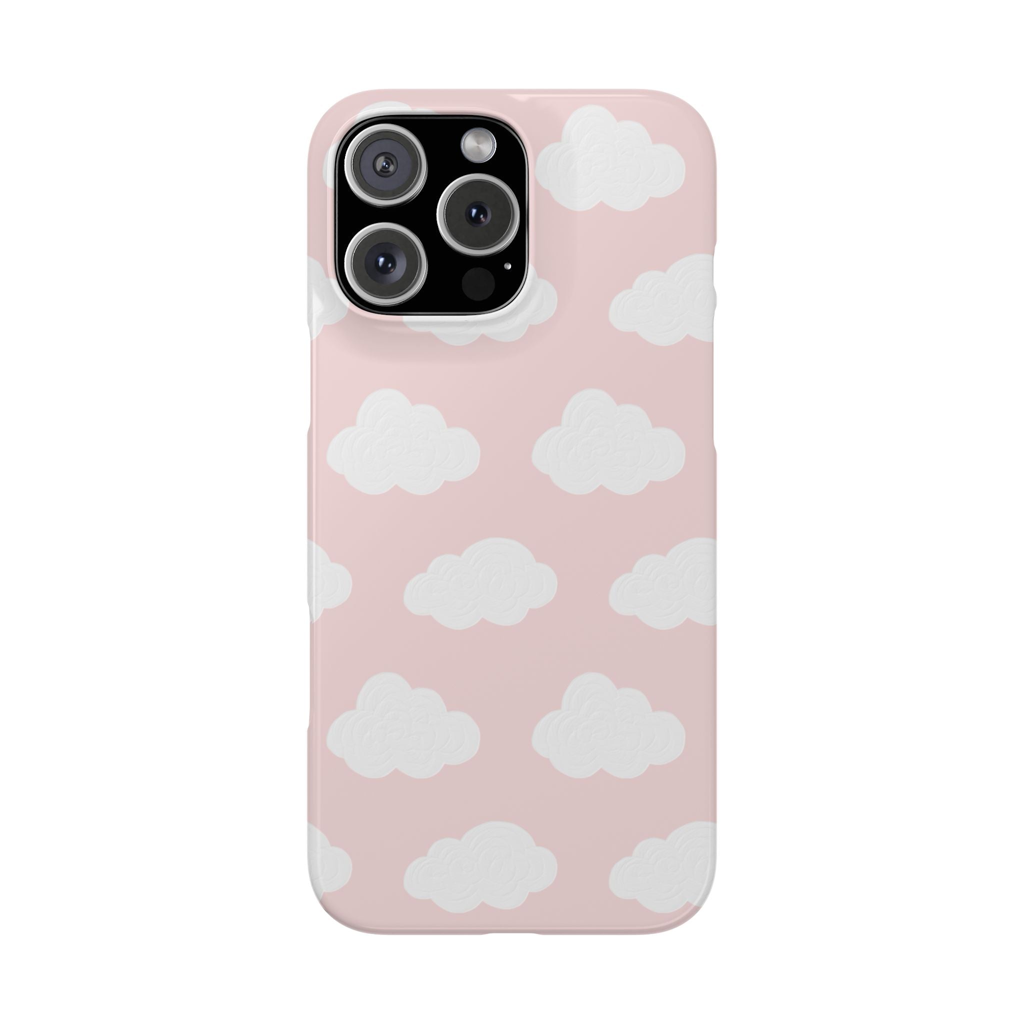 Pink Cloud Pattern Phone Case — Cute Pastel Protective Snap Case