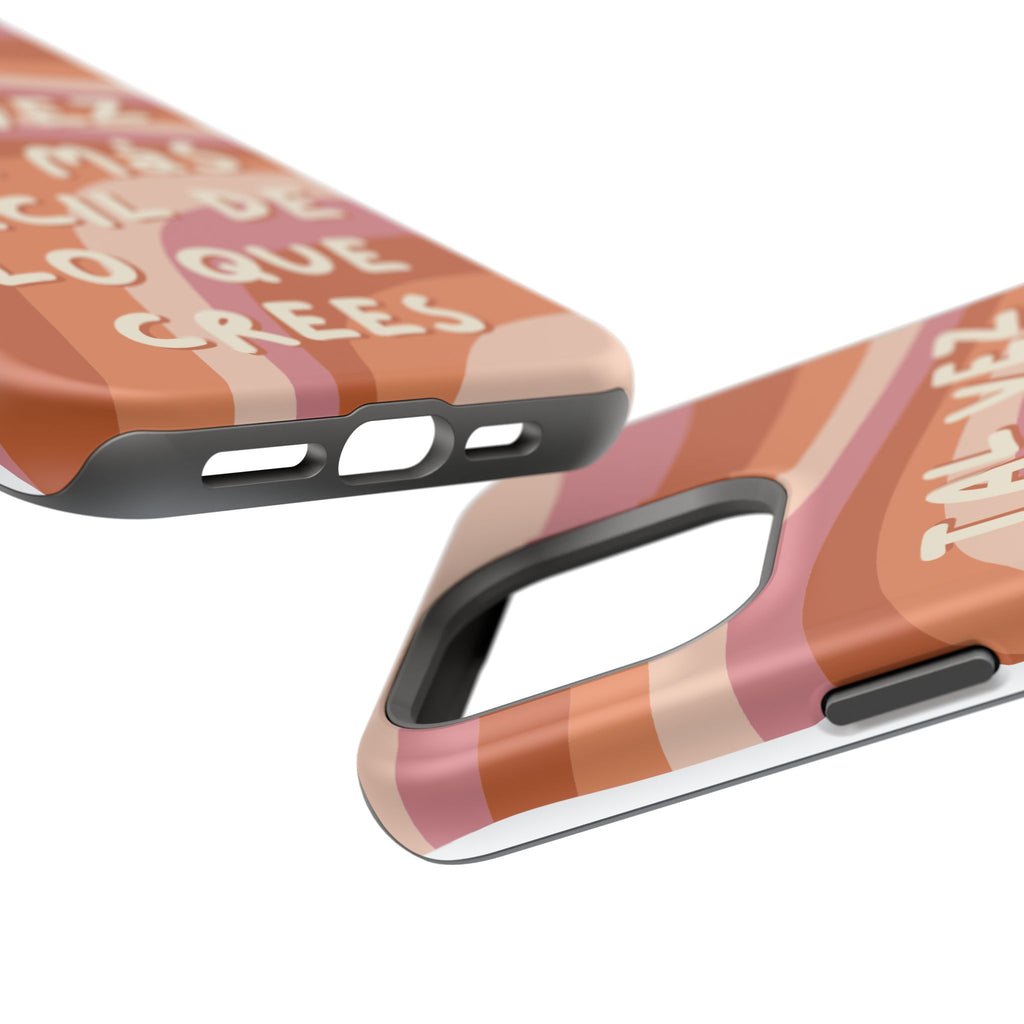 Impact-Resistant Case — "Tal vez sea más fácil de lo que crees" Retro Waves Phone Cover