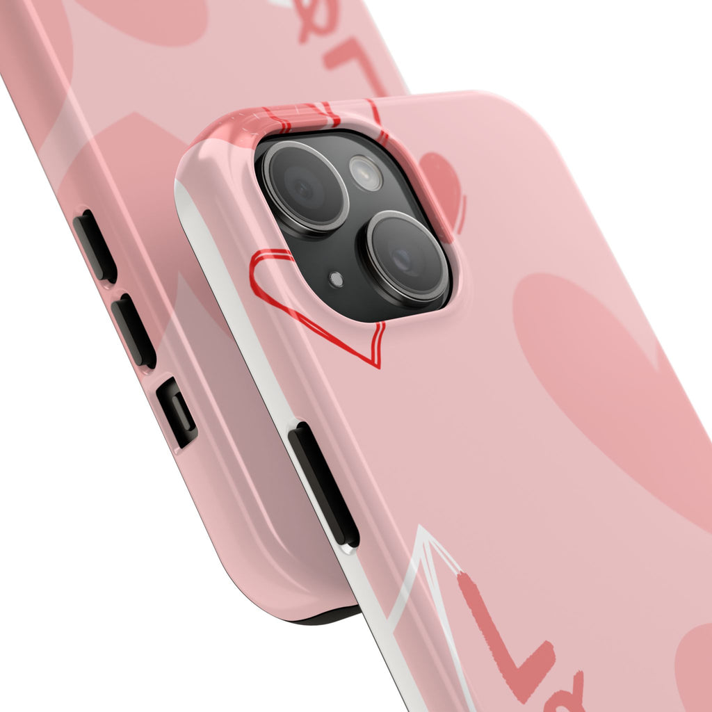 Pink Heart 'LOVE' Tough Phone Case — Protective Romantic Phone Cover