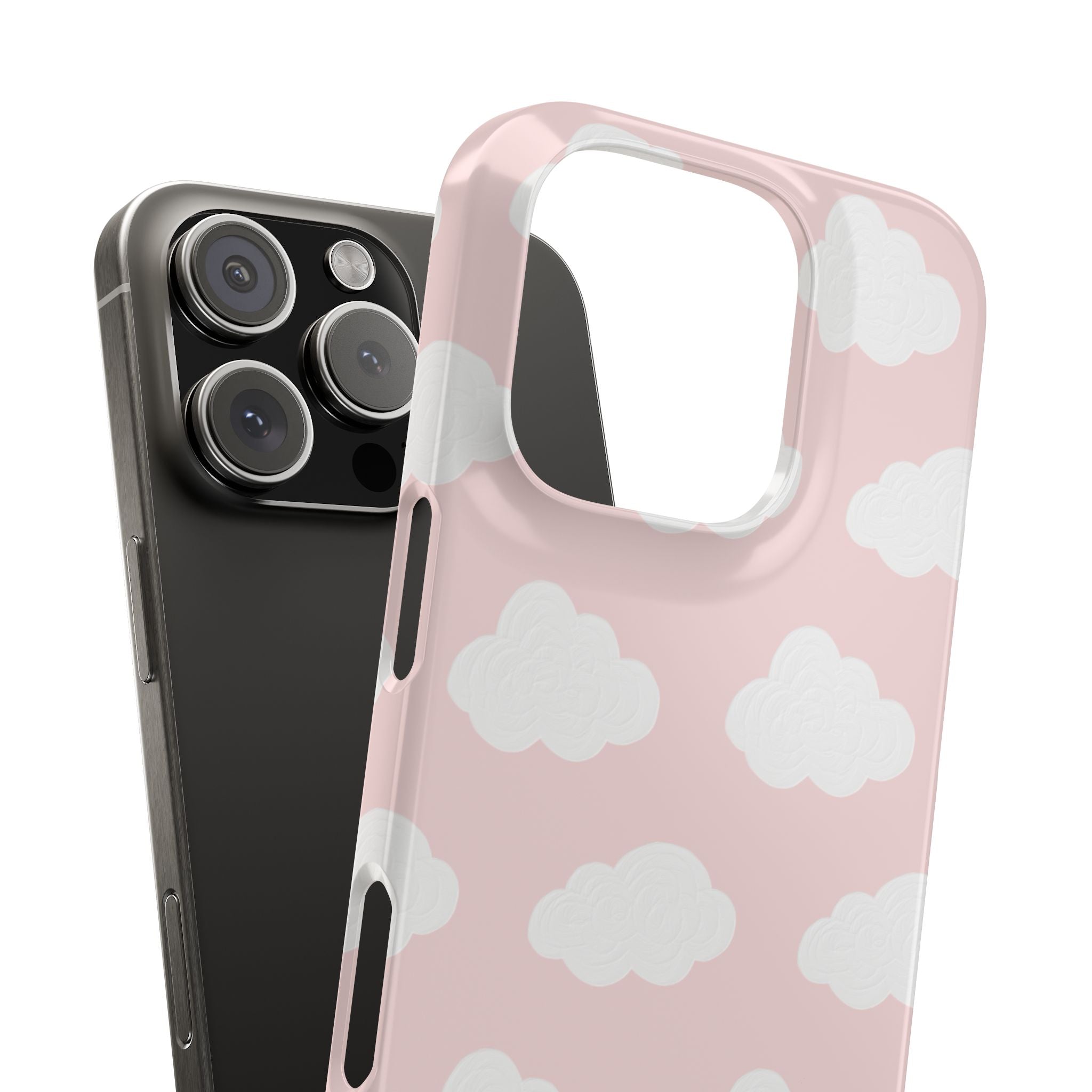 Pink Cloud Pattern Phone Case — Cute Pastel Protective Snap Case