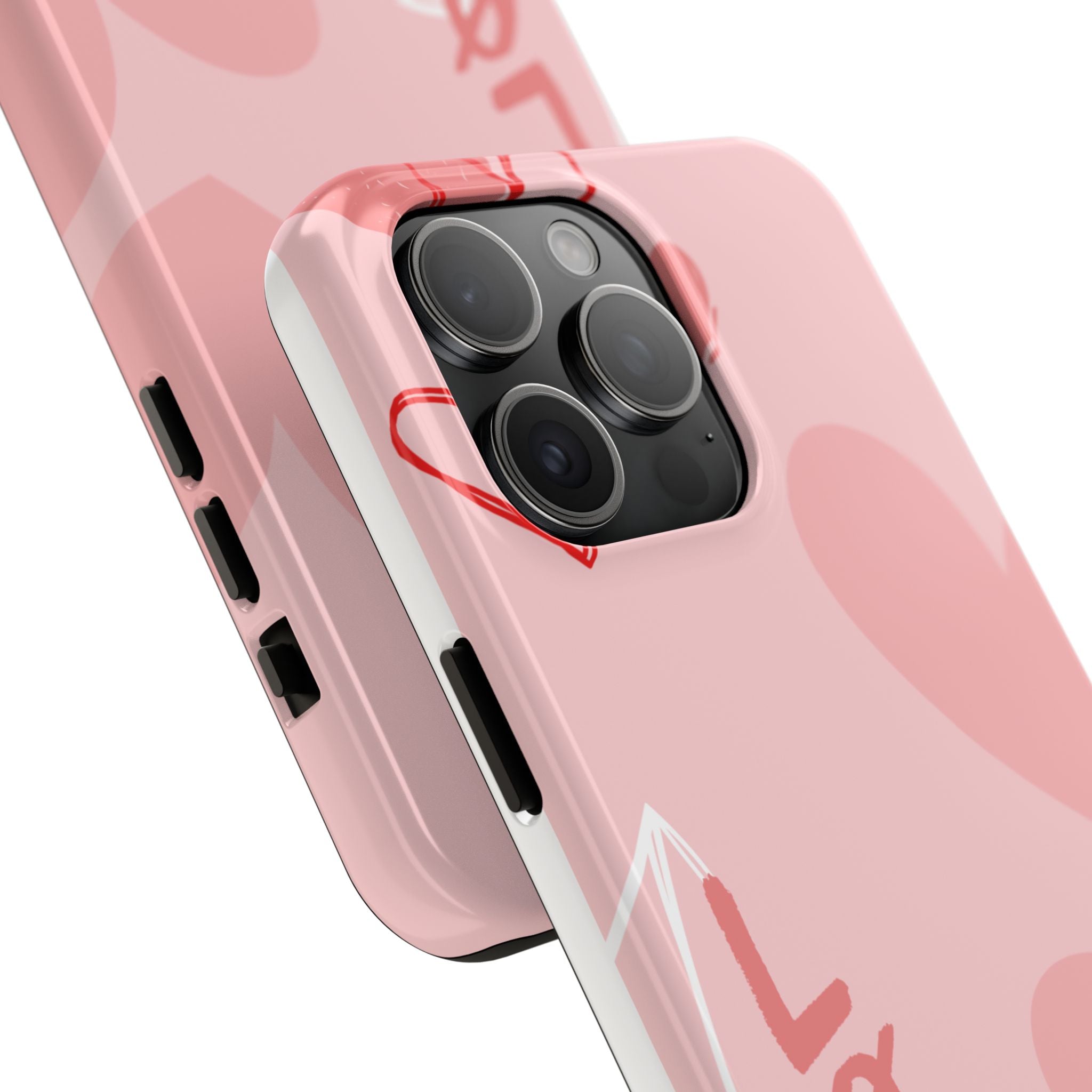 Pink Heart 'LOVE' Tough Phone Case — Protective Romantic Phone Cover