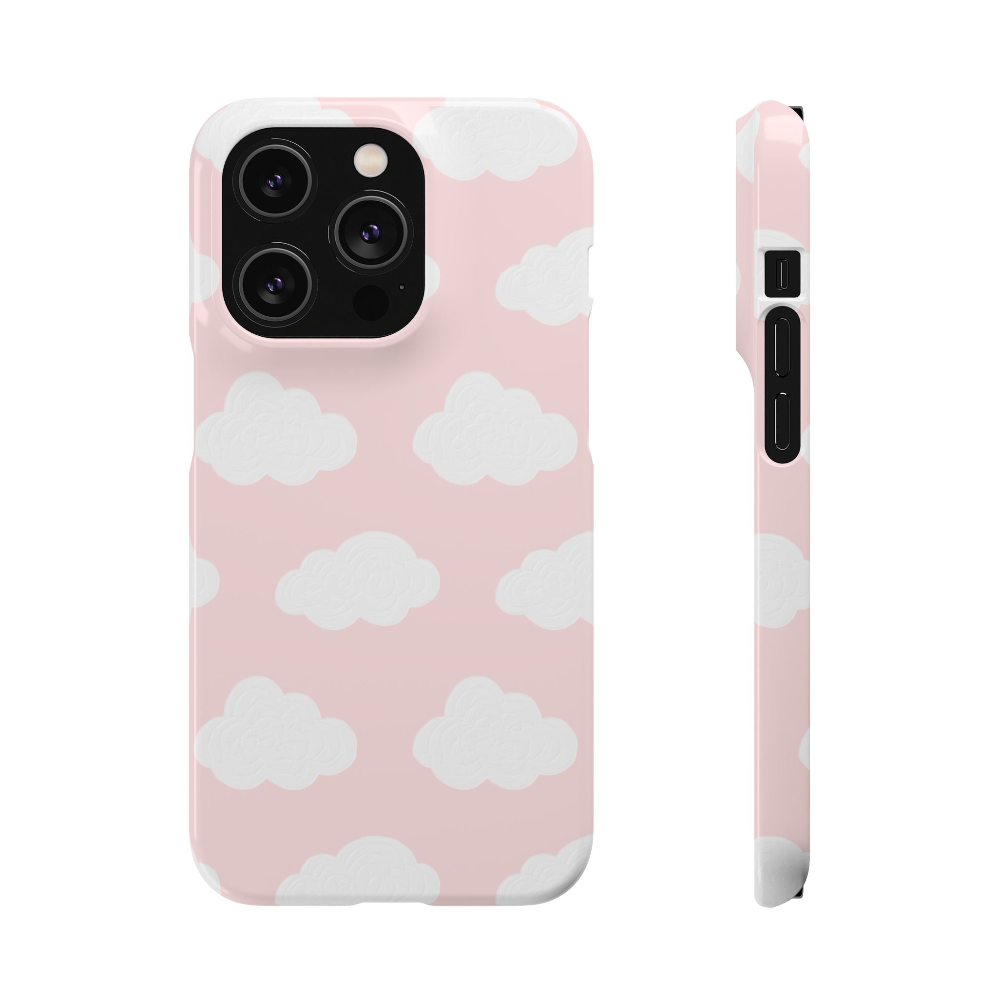 Pink Cloud Pattern Phone Case — Cute Pastel Protective Snap Case