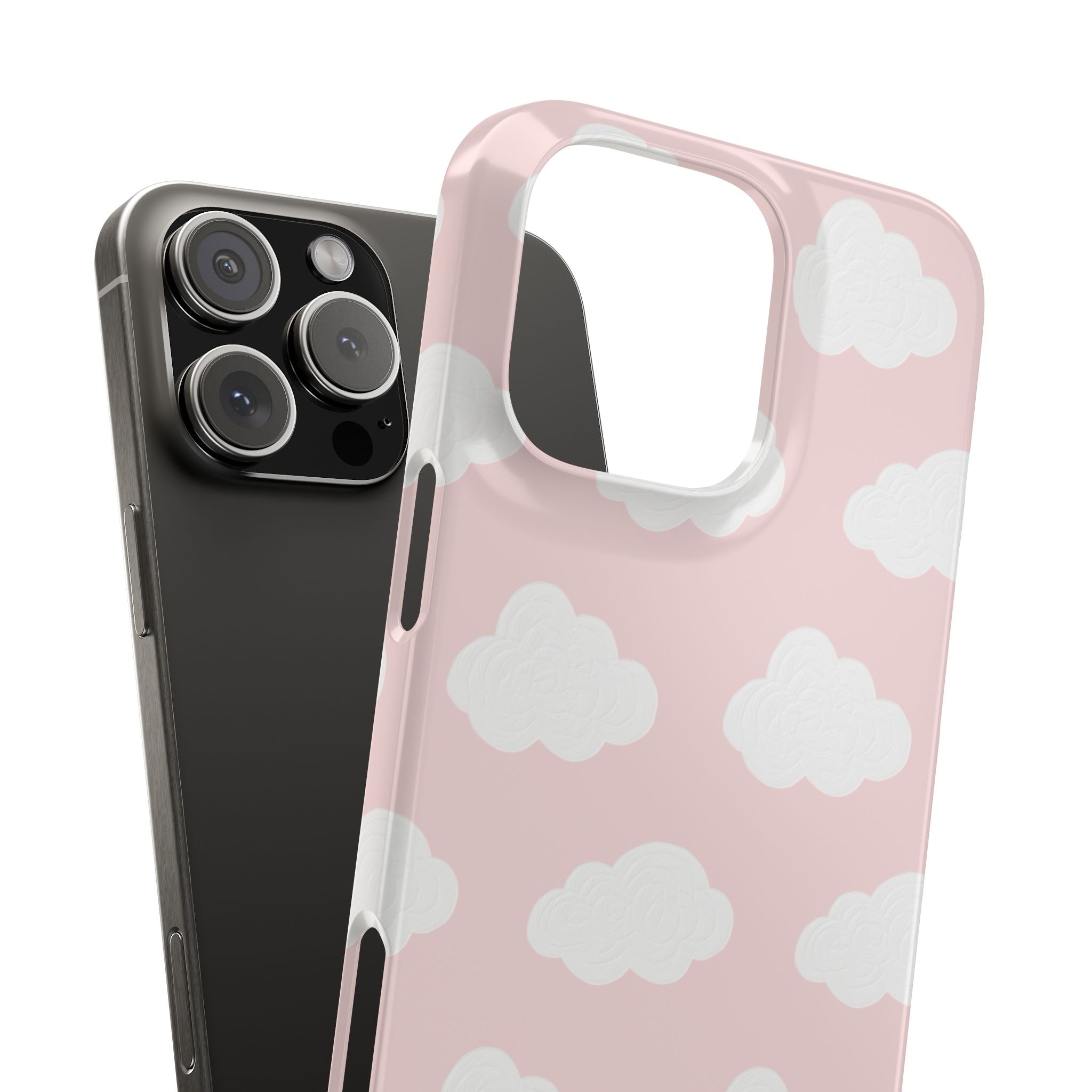 Pink Cloud Pattern Phone Case — Cute Pastel Protective Snap Case