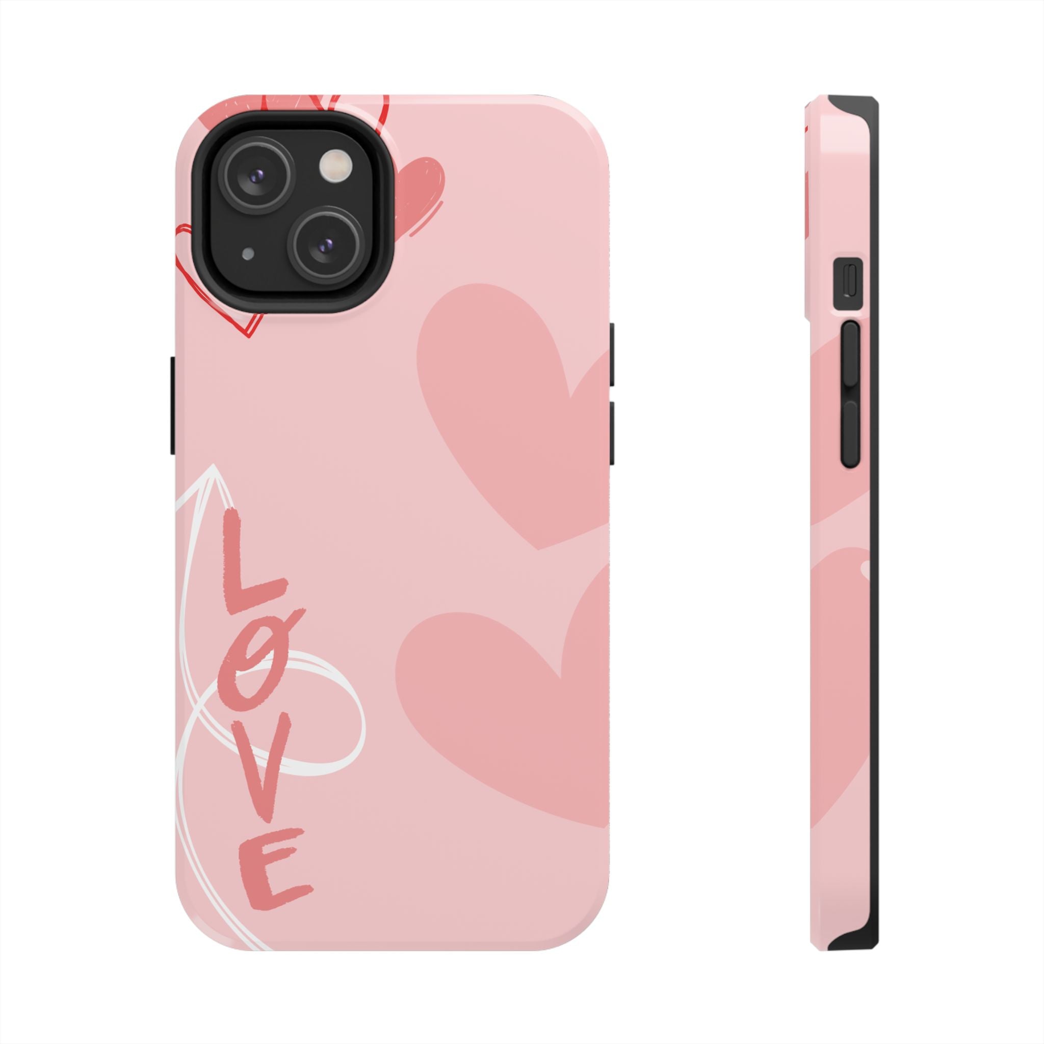 Pink Heart 'LOVE' Tough Phone Case — Protective Romantic Phone Cover